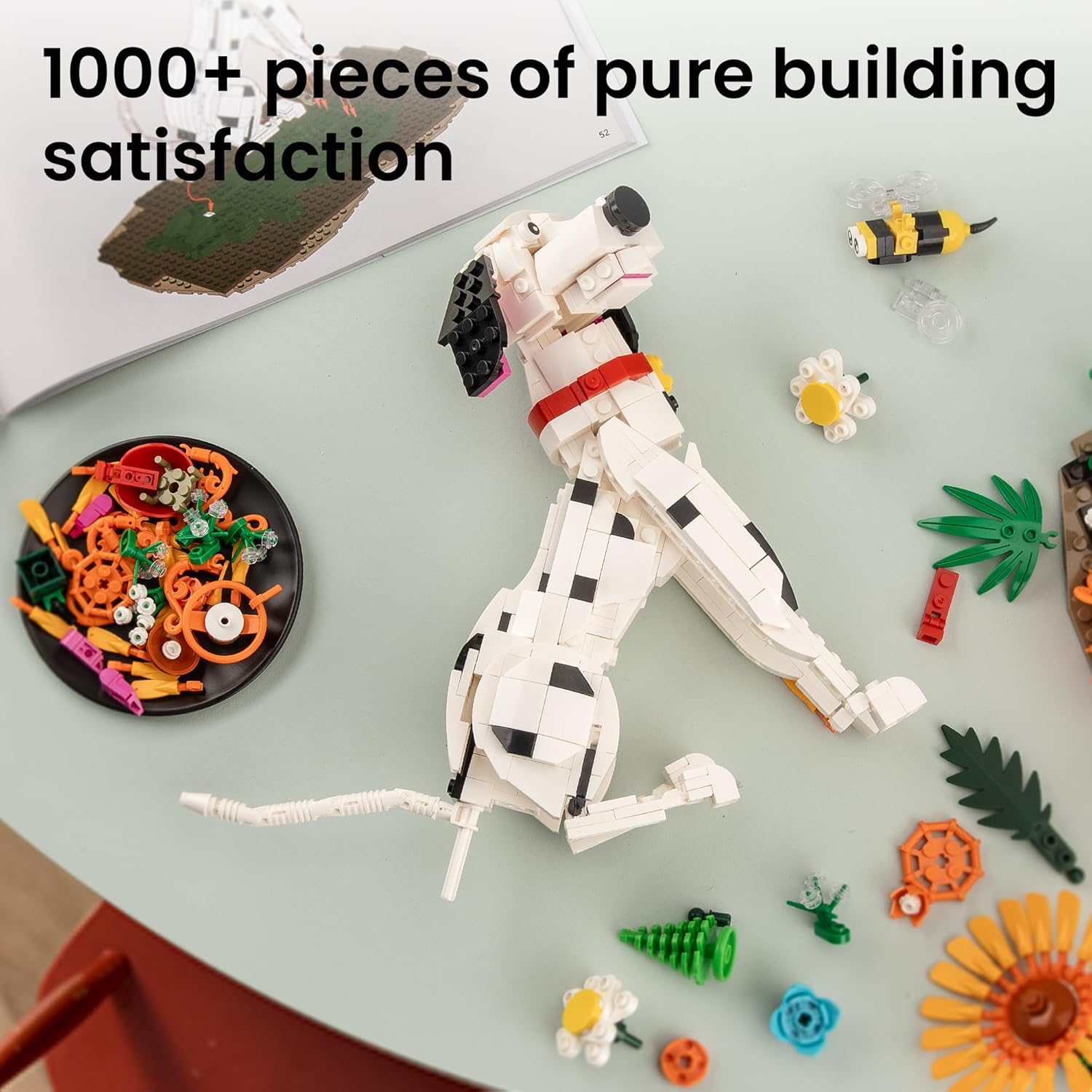 Sillbird Dalmatian Flower Dog Construction Kit for Children & Adults, Puppy Construction Set with Flowers, Christmas & Birthday for Animal & Plant Lovers, from 10 Years (1097 Pieces) image number 3