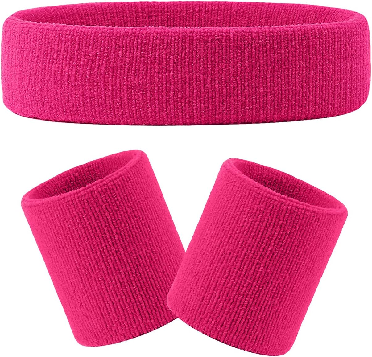 Hoter Thick Solid Color Sweatband Set(1 Headband + 2 Wristbands)