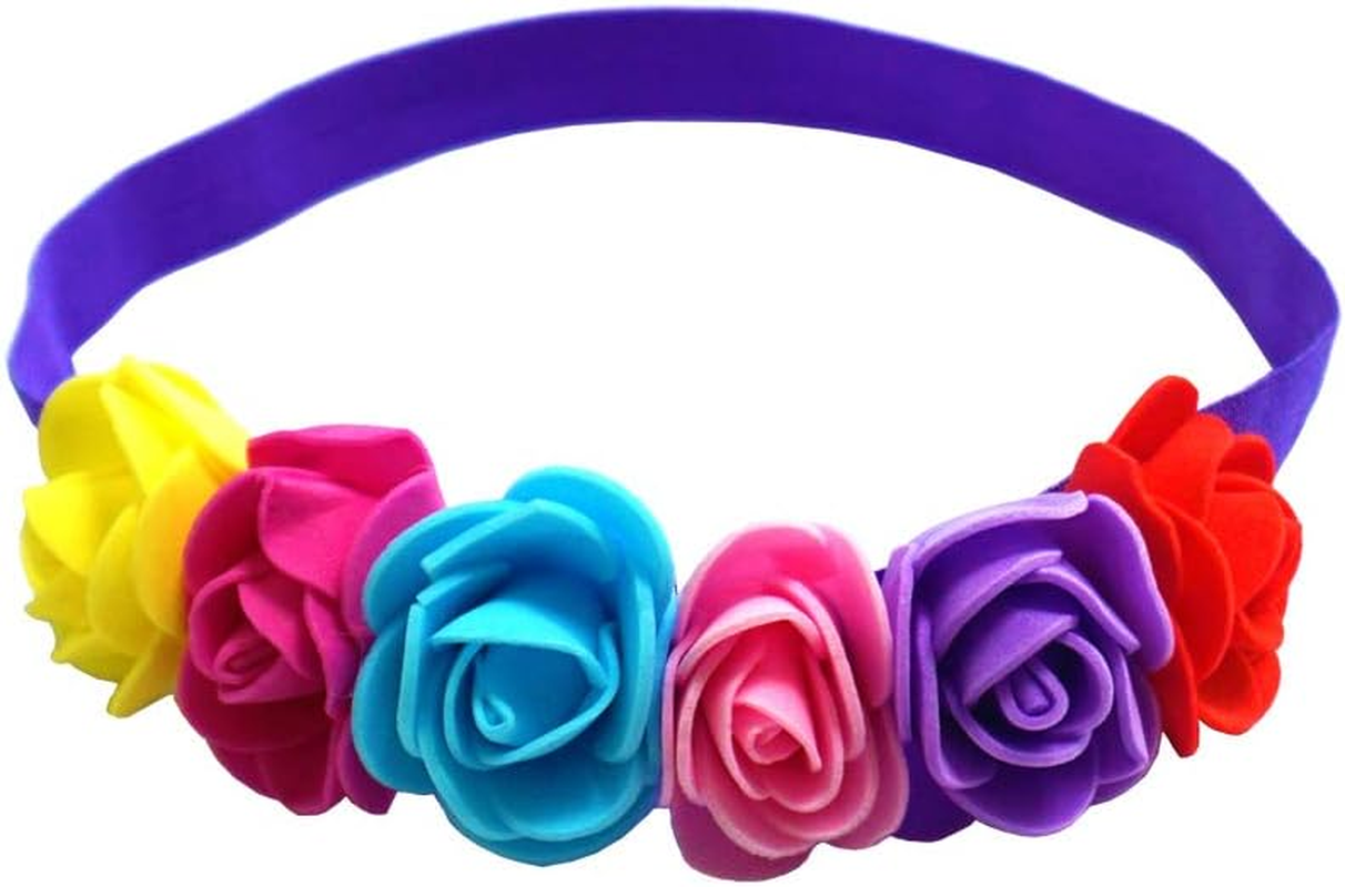 MY-PRETTYGS Toddlers Layered Tulle Rainbow Tutu Skirt with Flower Crown Wreath Headband for Baby Girls 0-24 Months. image number 2