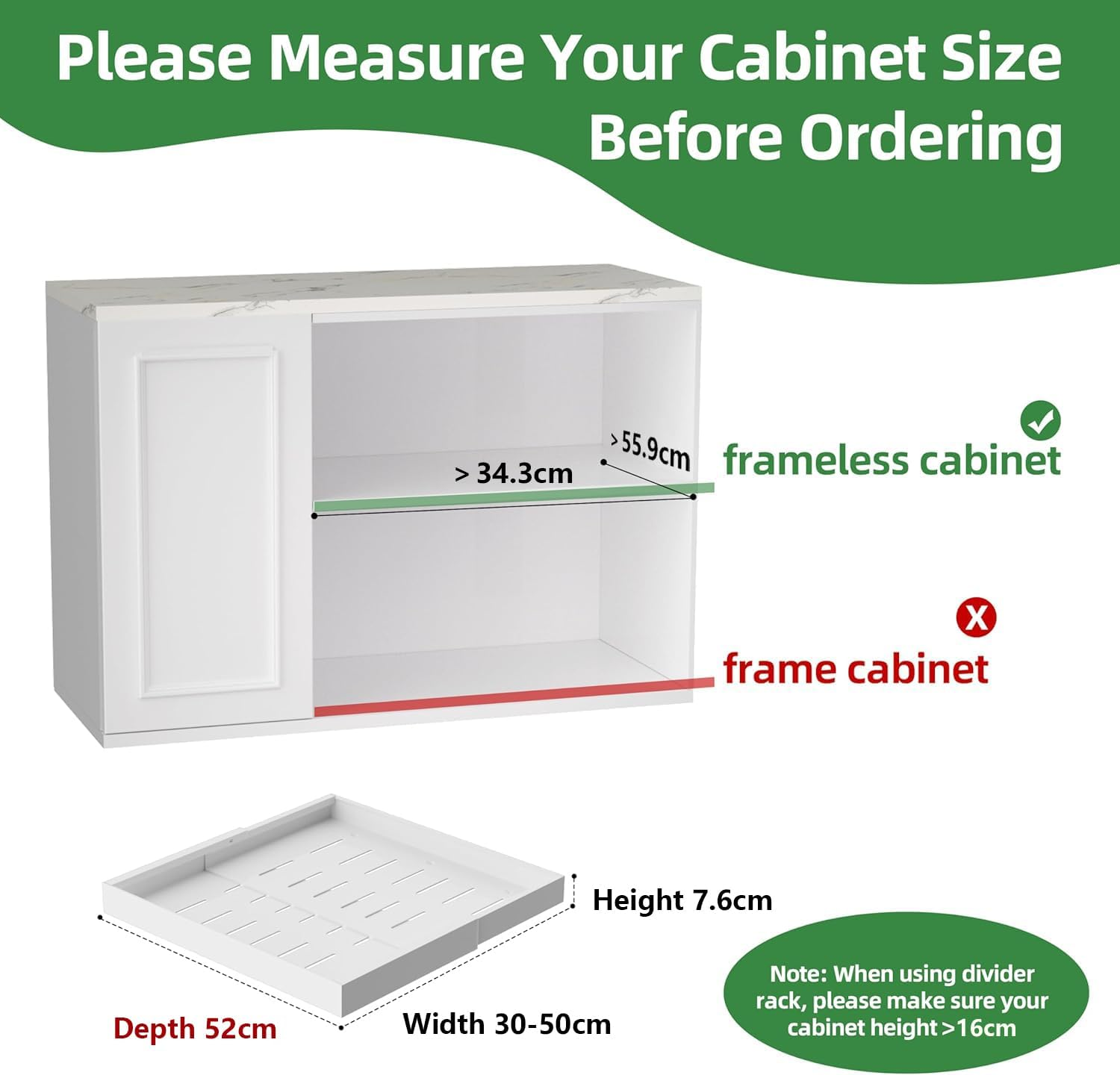 2 Pack Pull Out Cabinet Organizer 52Cm Deep, Expandable(32 to 52Cm W) Pull Out Drawers for Cabinets Adhesive with Film, No Drill Slide Out Drawers for Kitchen Cabinets, White image number 4