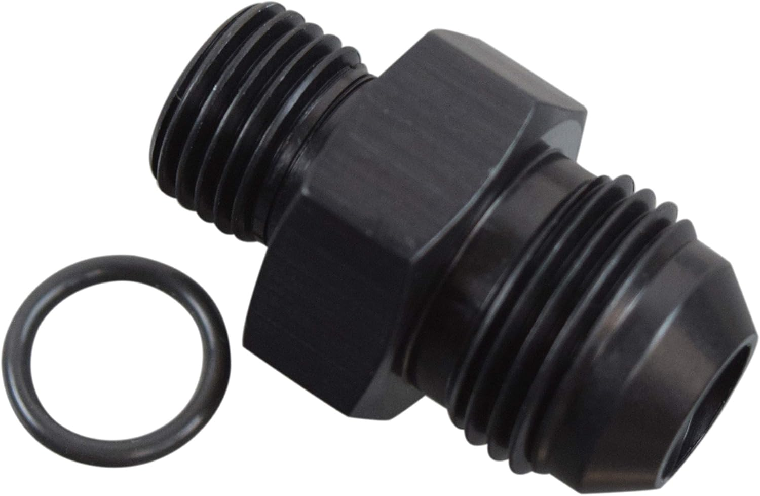 -8AN Flare to 6 Oring ORB Male Fuel Pump Rail Adapter Fitting Flare Hose F08AN060R Army Navy Plumbing Oil Straight Thread Regulator Port Fluid End Black Anodized
