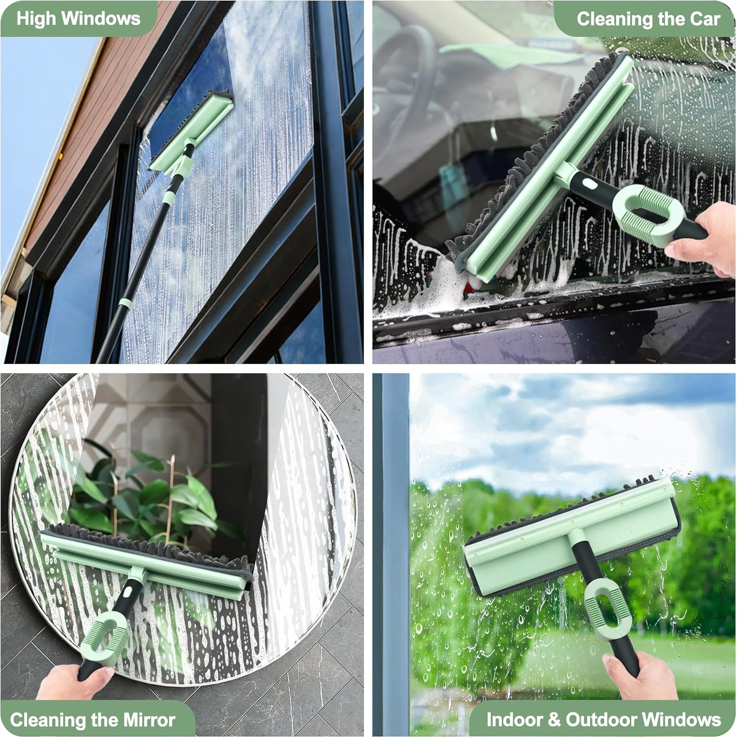 DALIPER Window Squeegee for Home Cleaning 2-In-1 Car Windshield Washer Kit with Extension Pole 73.6 Inches Shower Glass, Mirrors, Car Windshield, Truck Home Windows, Balcony Sliding Doors