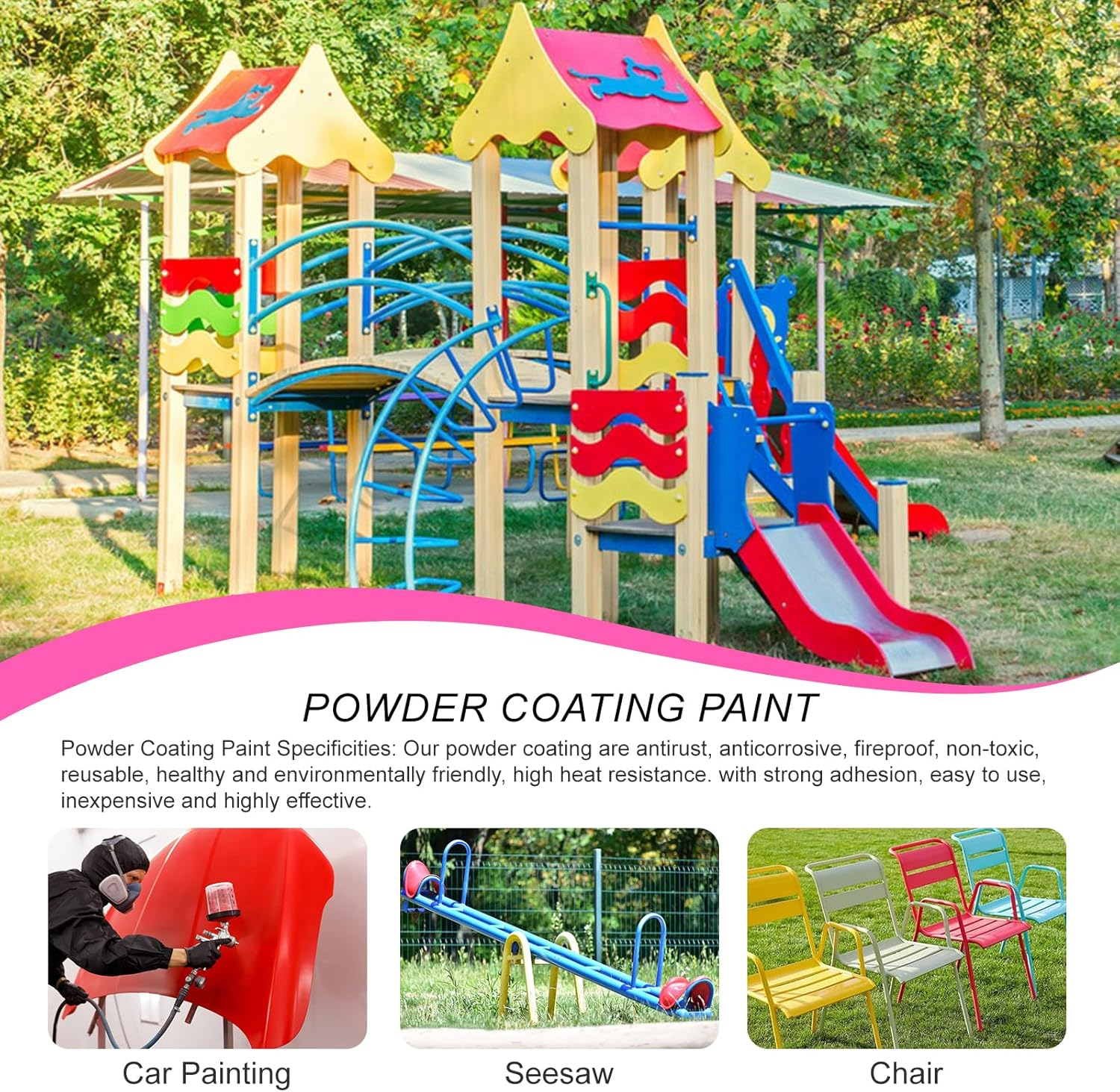 Coating Powder for Metal Surfaces | Car Paint, Building Materials | Steel Structures, Factories, Playgrounds, Gardens (Red, 4 Oz) image number 4