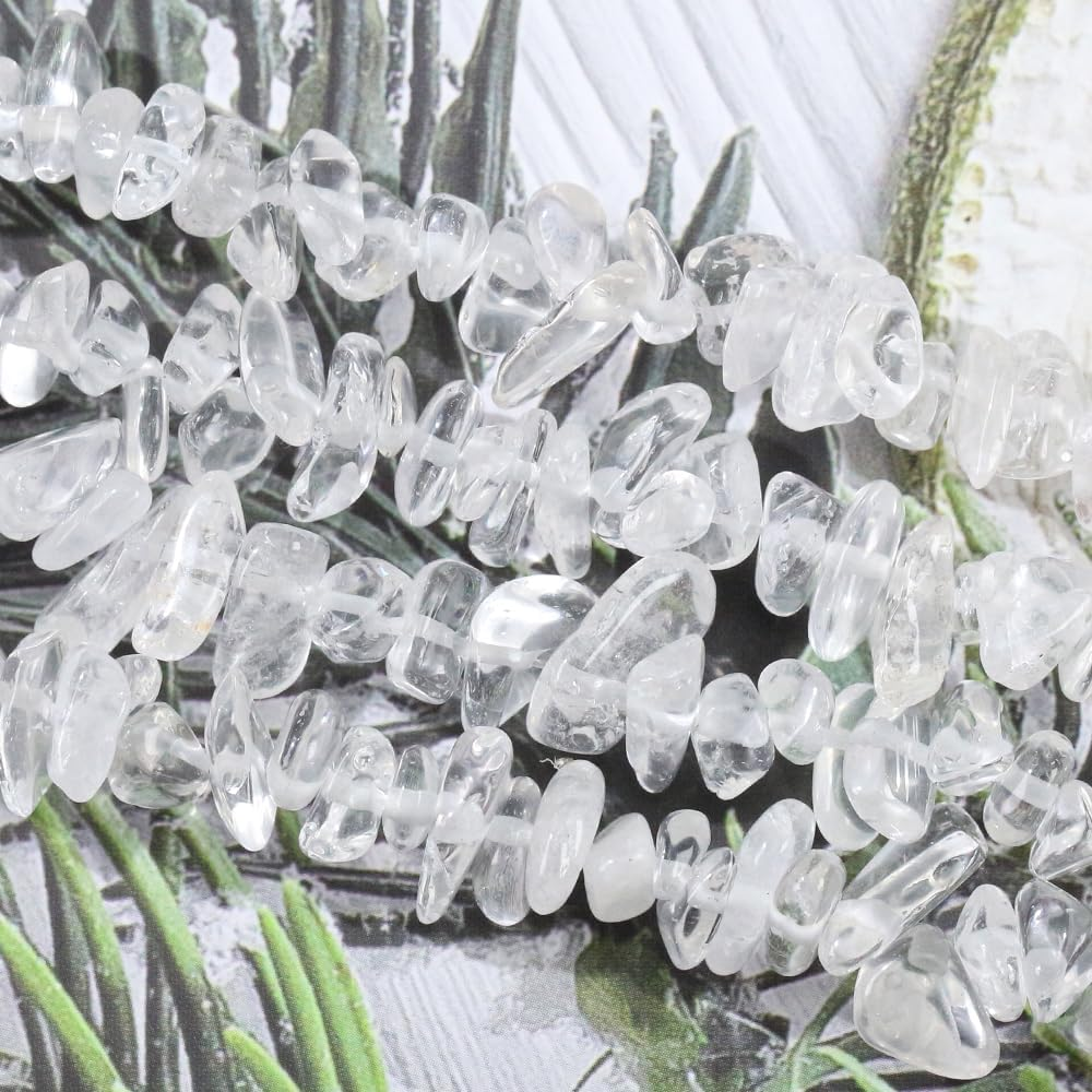 260Pcs Natural Clear Crystal Beads Chips 5Mm to 8Mm Irregular Gemstone Beads with Holes DIY for Bracelet Necklace Earrings Jewellery Making Craft 32 Inch image number 5