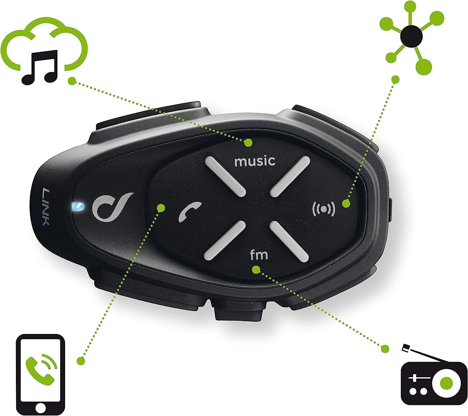 INTERPHONE Link HD Motorcycle Helmet Dual Intercom Stereo Headset High Fidelity 40Mm Pilot Use Distance 300M Autonomy 20 Hours GPS TFT Waterproof IPX67 image number 5