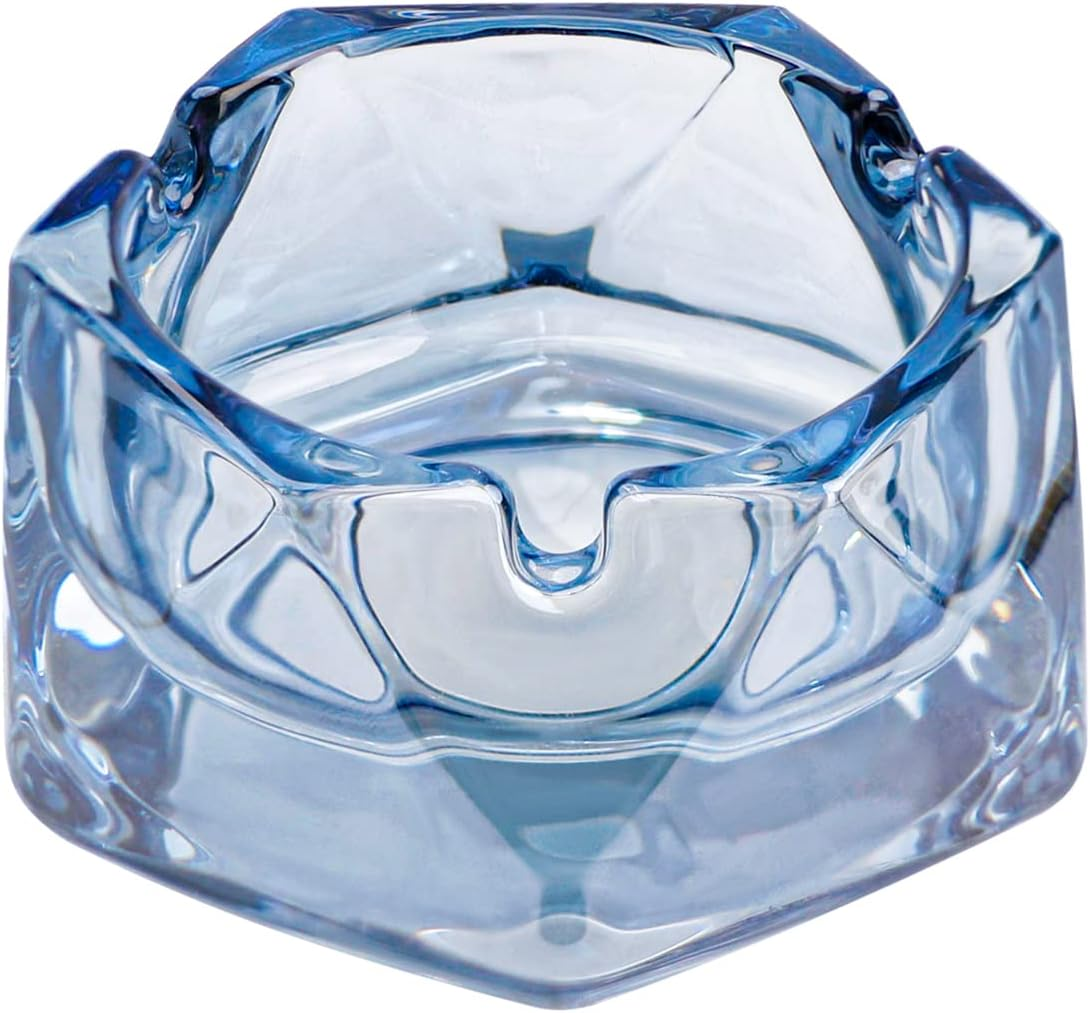 Glass Ashtray for Cigarettes, Tabletop Ashtray and Modern Decoration for Home Office Bar Restaurant Indoor Outdoor (Orange Small Size)