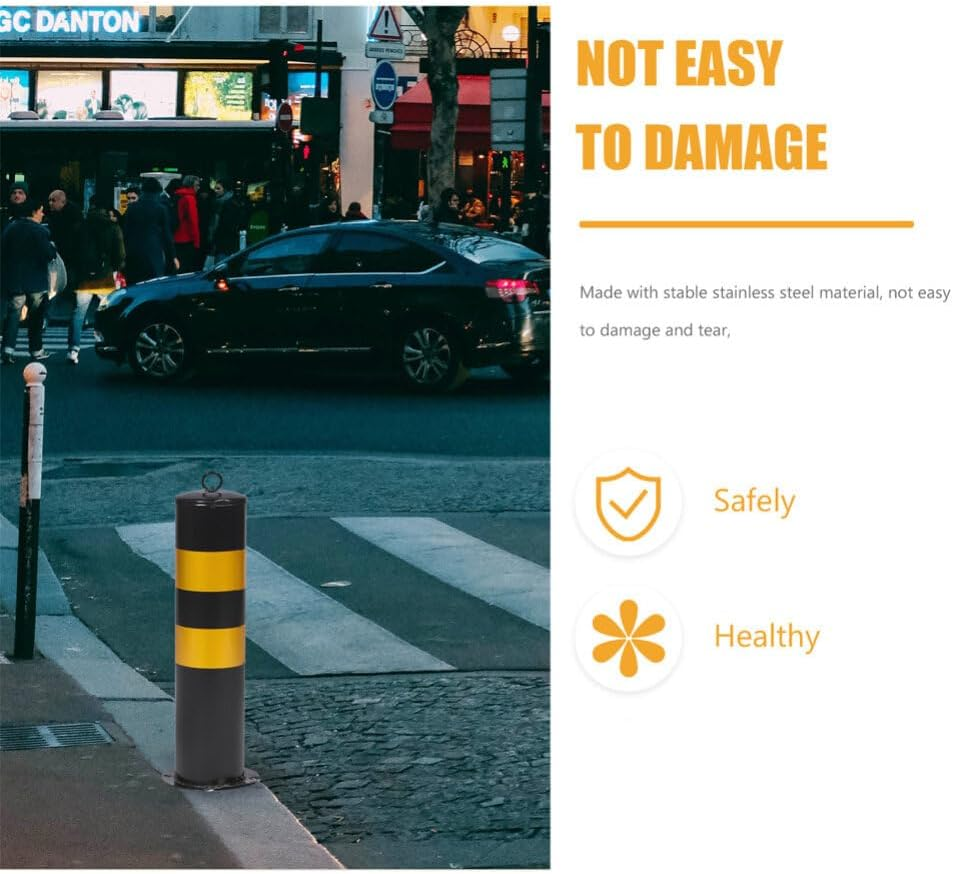 Gatuida 2Pcs Safety Warning Columns Driveway Security Posts Barricade Barrier Reflective Tape image number 5