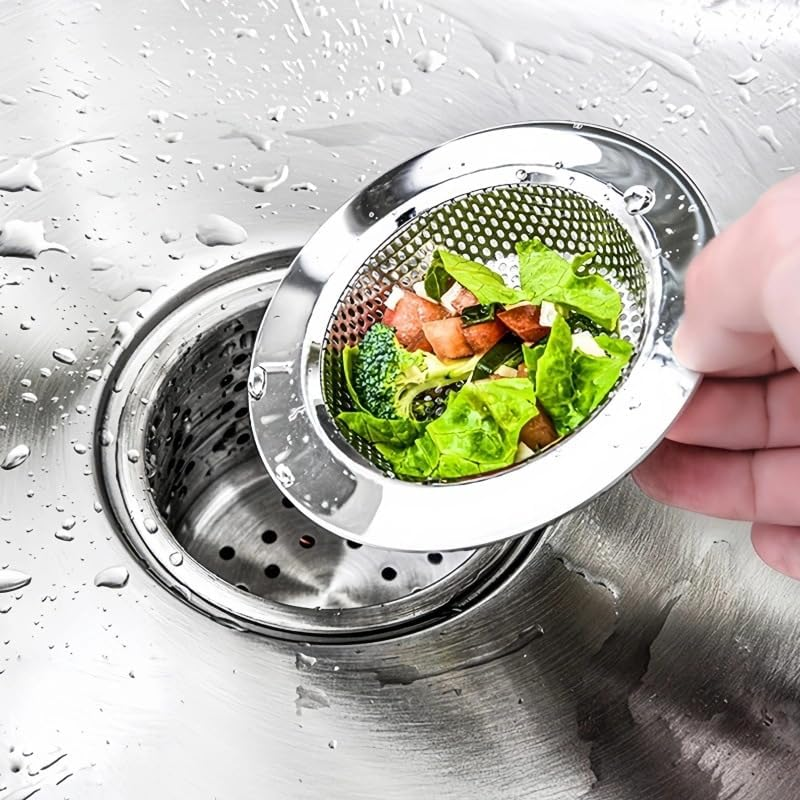 Bathtub Strainers, Bathroom Sink Strainers, Shower Drain Hair Catcher, Drain Strainer for Laundry, Mop Pool, Utility, Slop, RV Sink, Stainless Steel, Pack-2 (Silver, 7.7CM) image number 1