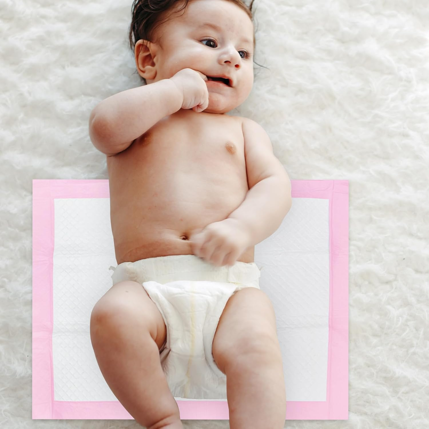 XIGGA 25 Pcs Disposable Diaper Changing Pad - Highly Absorbent, Leak Proof, Suitable for Baby Home or Travel Use, 13 X 18 in - Pink - Blue image number 3