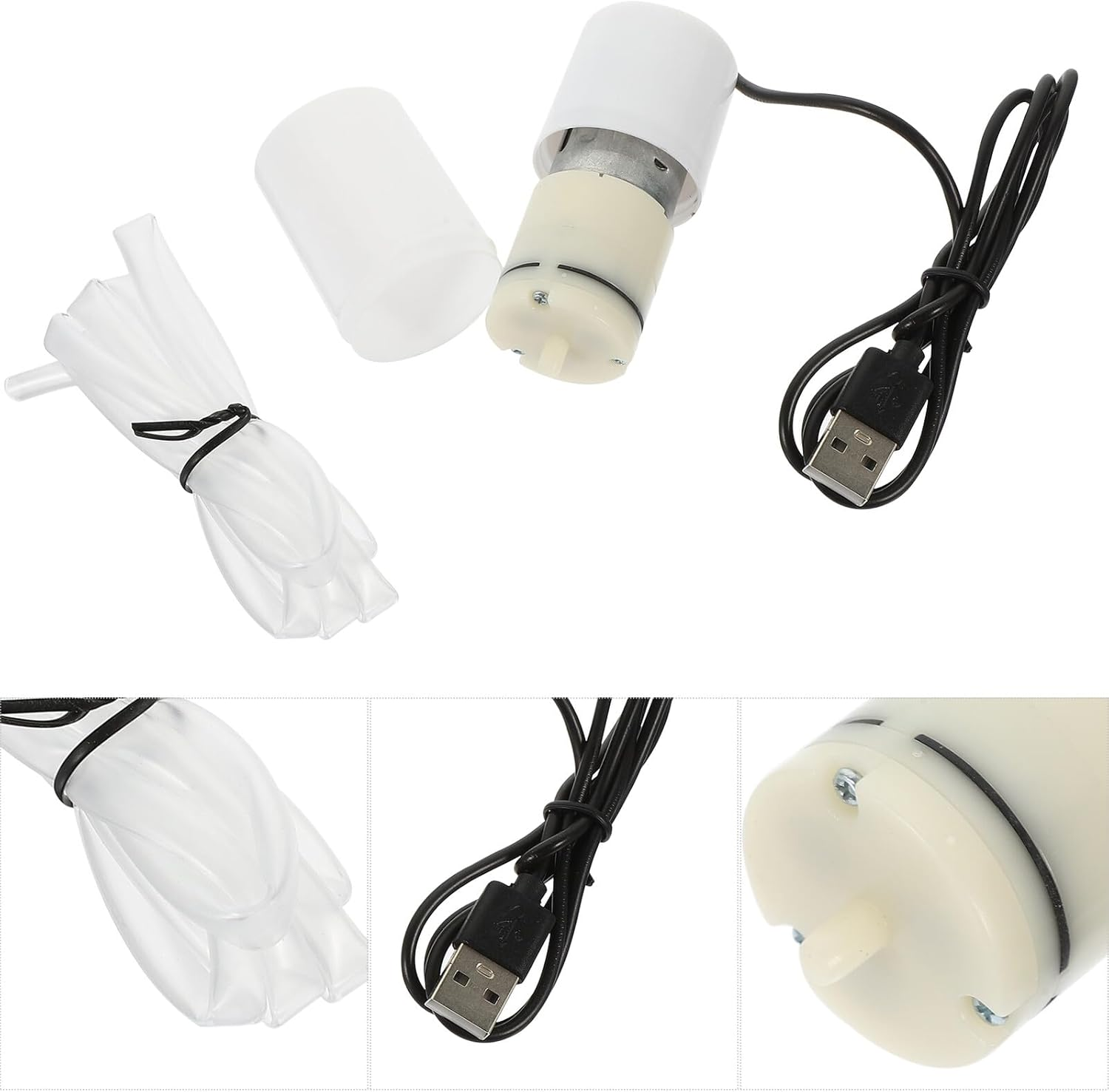 2 Sets Small Aquarium Air Pumps USB Quiet Fish Tank Oxygen Aerator High Volume Plastic for Home Fish Tank Bubbler Accessory Random Color