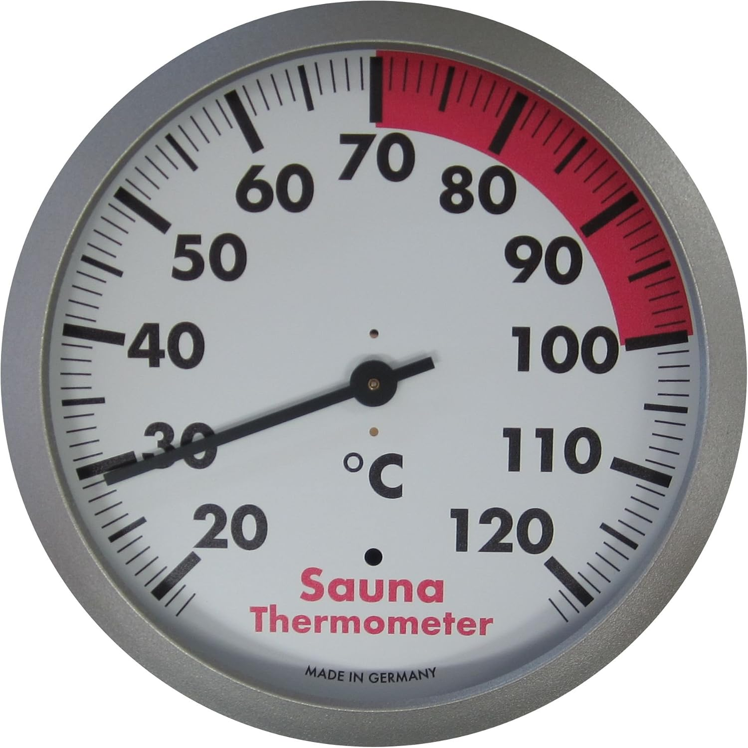 TFA Dostmann Analogue Sauna Thermometer, 40.1053.50, Measurement of the Temperature in the Sauna Area, Heat-Resistant, Silver/White, 120 Cm Diameter