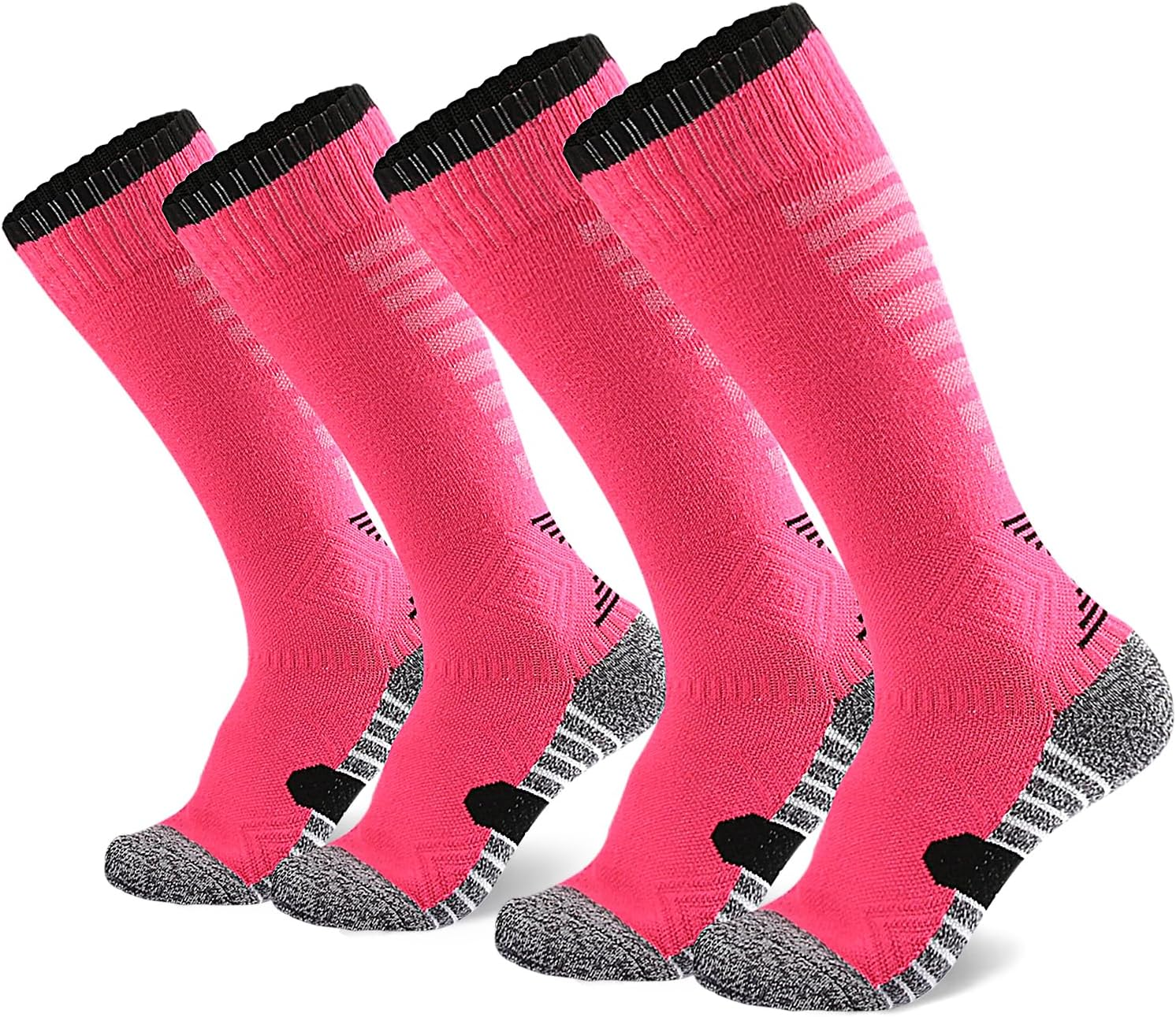 2-Pairs Athletic Soccer Socks for Kids Youth Boys and Girls (7-12 Years Old) - Team Sport Baseball Cushion Breathable Tennis Socks