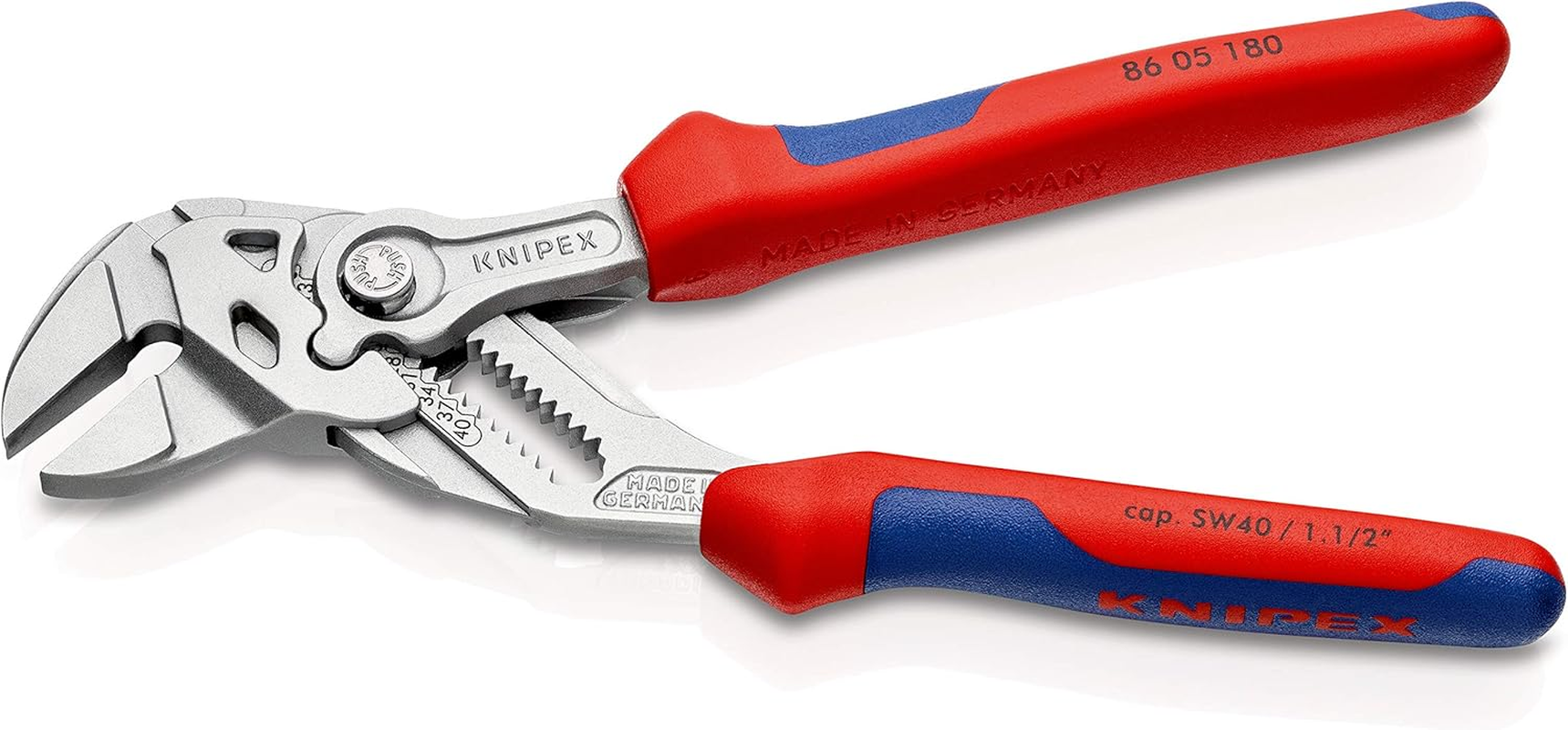 Knipex 86 05 180 SB Chrome Plated Plier Wrench with Narrow Gripping Jaws, 180 Mm Length image number 3