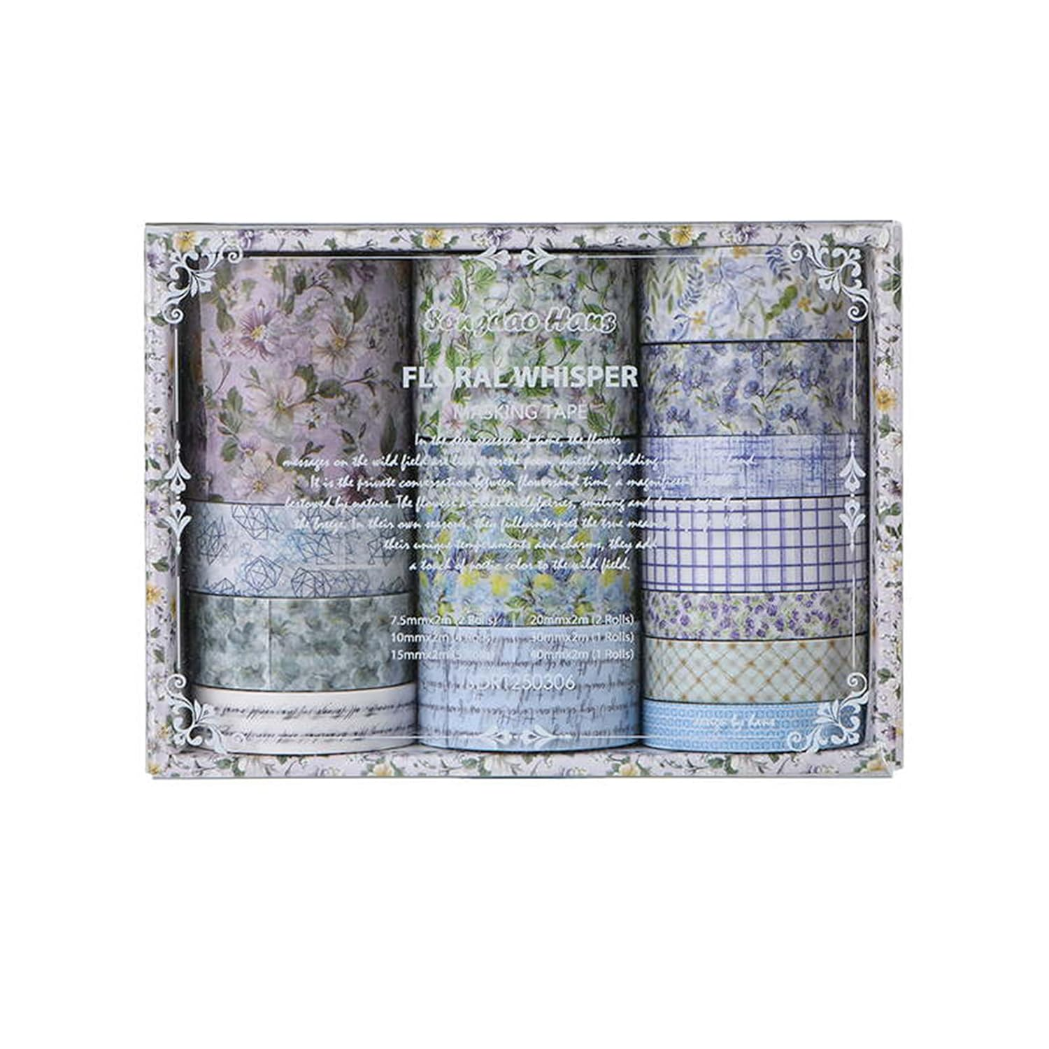 Songdao Floral Washi Tape Set - 15 Rolls Blossom Arts Adhesive Tapes Flowers Garden Decorative Masking Tape Sets for Craft, Kids, Scrapbook, DIY, Gift Wrapping (3-Lavender Fields) image number 4