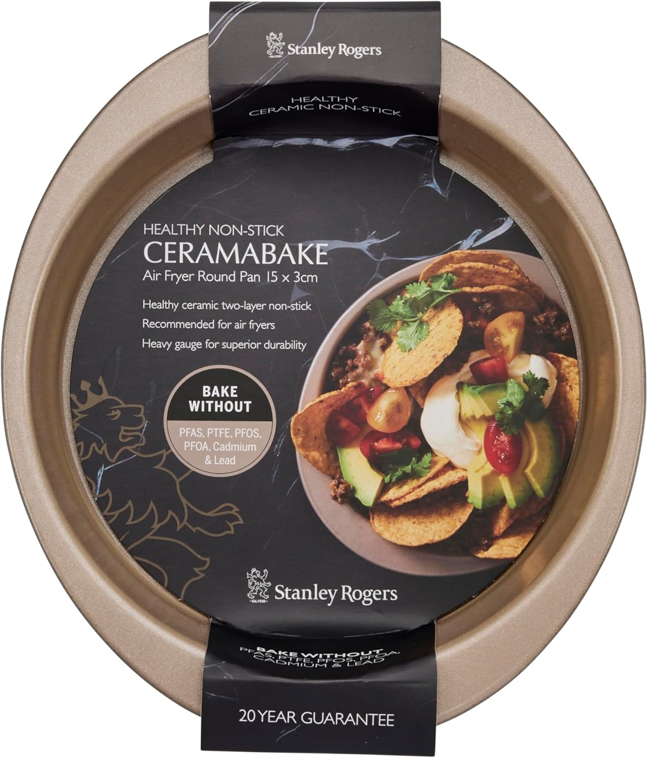 Stanley Rogers Ceramabake 15 X 3Cm Non-Stick Baking Pan &ndash; Healthy Ceramic Single-Serve Oven Dish, Pfas-Free Bakeware for Airfryer, Quiche, Pizza, Pie and Everyday Kitchen Use