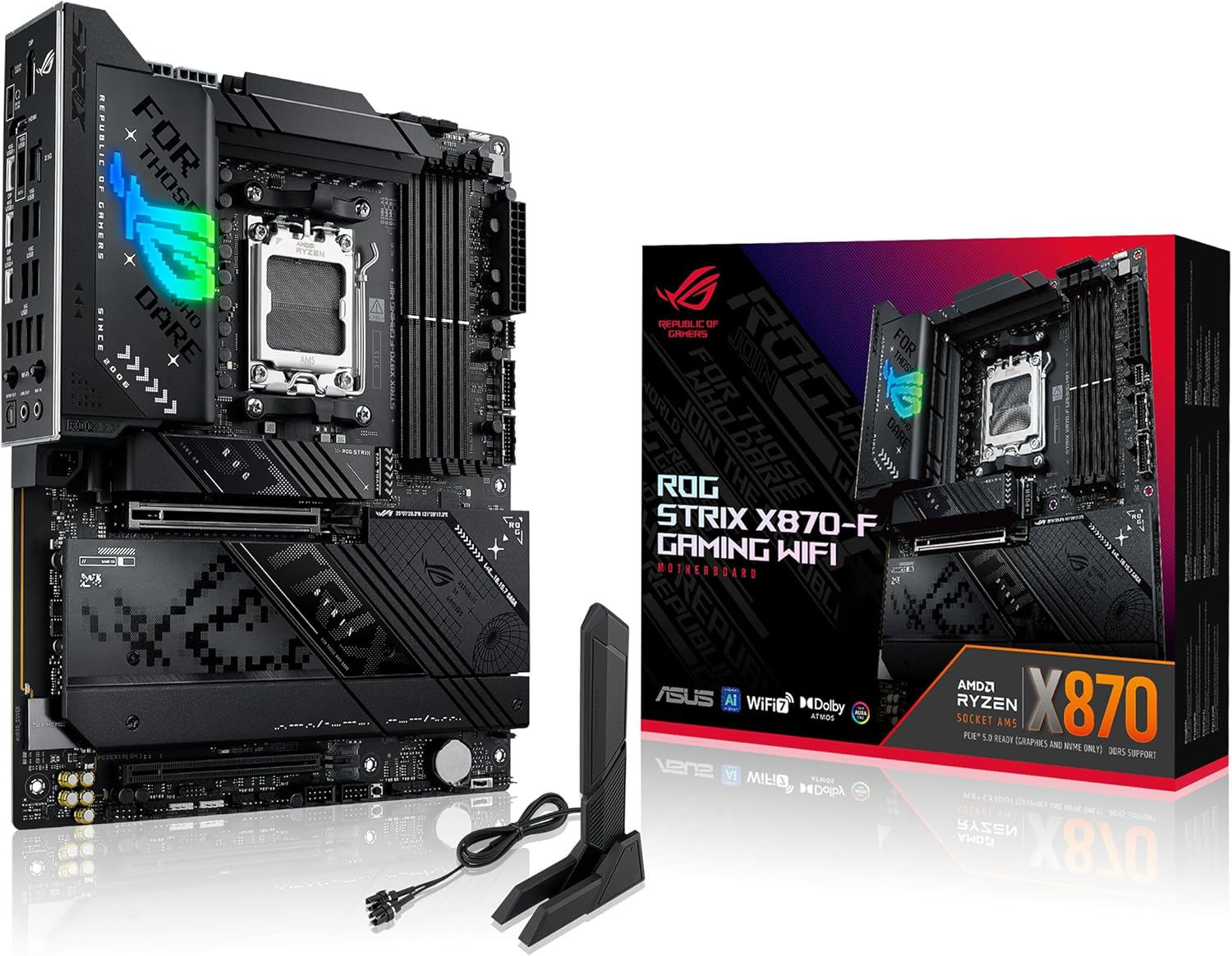 ASUS ROG Strix X870-F Gaming Wifi Motherboard Socket AM5 (AMD, X870, ATX, 16+2+2 Power Stages, Dynamic OC Switcher, Core Flex, DDR5, Wifi 7, M.2, Pcie 5.0) image number 1