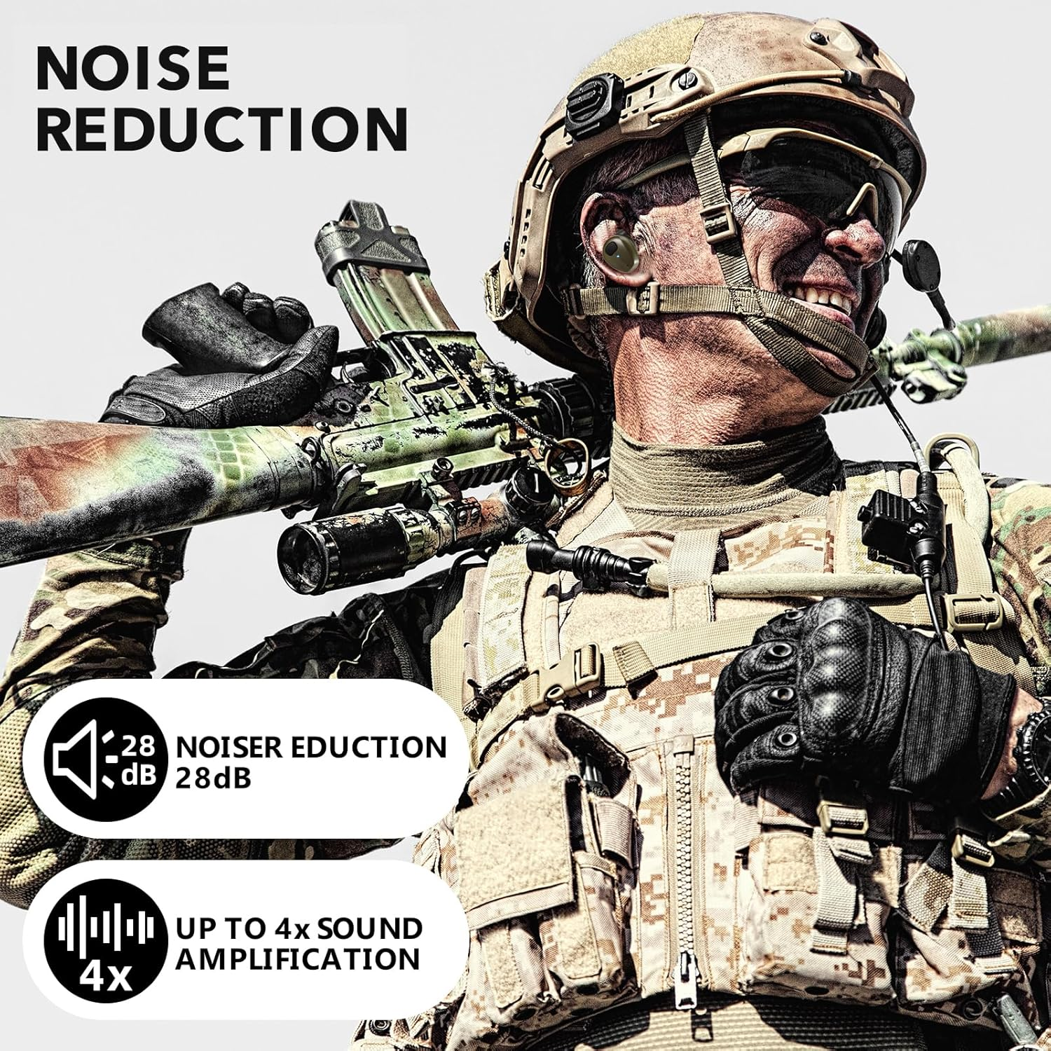 YHKEMA Electronic Bluetooth Sound Suppression Ear Hearing Protection, NRR 28Db Wireless Earplug with Rechargeable Case, In-Ear Gun Sound Amplification Earbud for Shooting, Hunting and Range (Green) image number 2