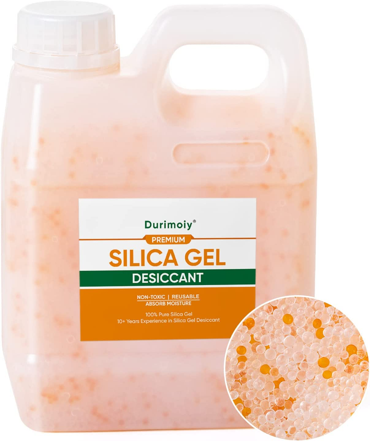 Durimoiy 2 LBS Silica Gel Beads Reusable Indicating Desiccant Beads Silica Gel Desiccant for Electronic Drying, Cabinet Storage (Industry Standard 2-4 Mm) image number 1