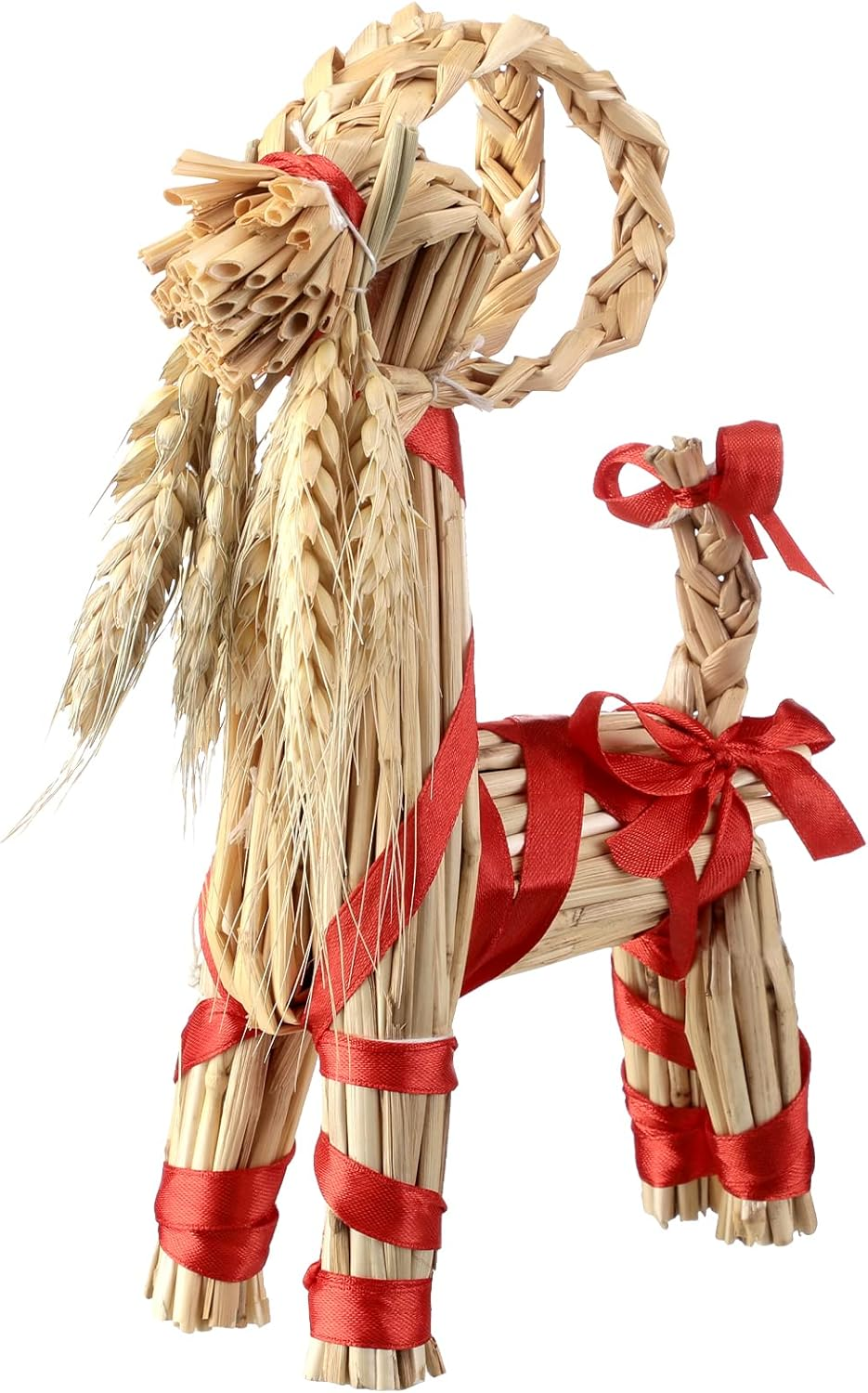 Gerrii Christmas Straw Goat Scandinavian Christmas Straw Ornaments Yule Goat Swedish Tradition Gift for Xmas Home Birthday Party Outdoor Interior Decoration Holiday(7.8 Inch) image number 4