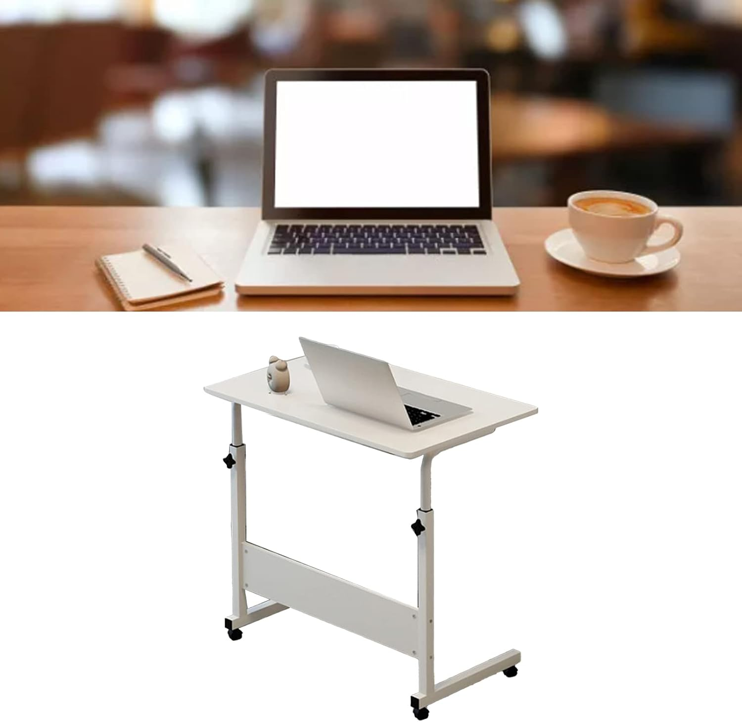 Bedside Laptop Desk, Liftable Bedside Table 60 X 40Cm Space Saving C Shape for Dining Room (Wood Color)