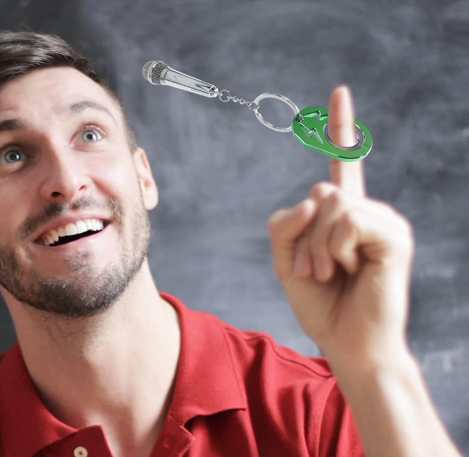 YIPUKIYI Keychain Spinner Fidget Ring Metal Key Chain Spinner Fidget Ring Type Toy for Man Women and Kids (Silver) - New Black image number 6