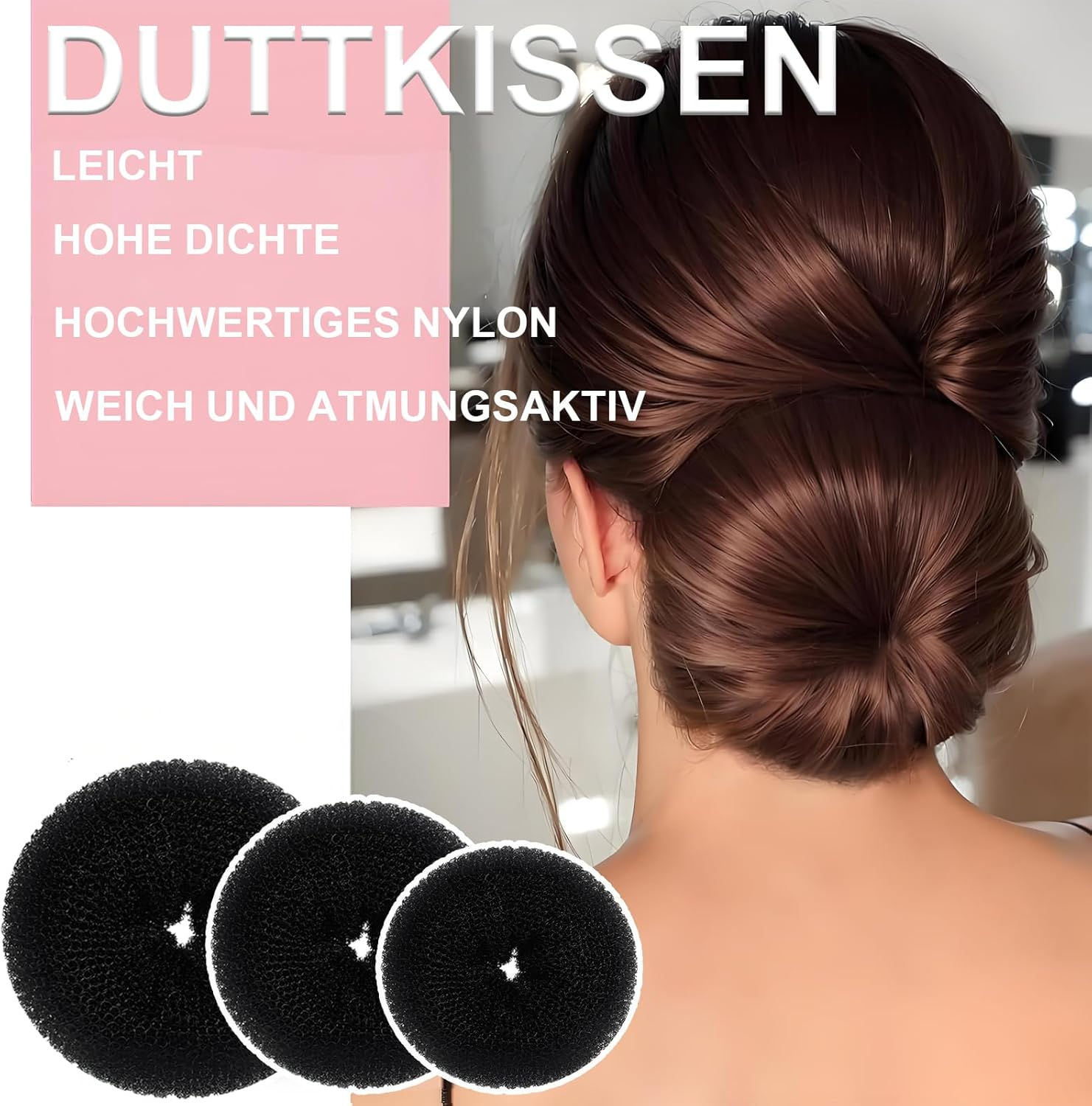 Pack of 6 Hair Net Bun with Bun Cushion, Ballet Hair Net Riding, Elastic Bun Net, Hairstyle Aid Bun Bun Net for Gymnastics, Rhythmic, Sports Gymnastics, Ballet, Figure Skating (Multicoloured 1) image number 5