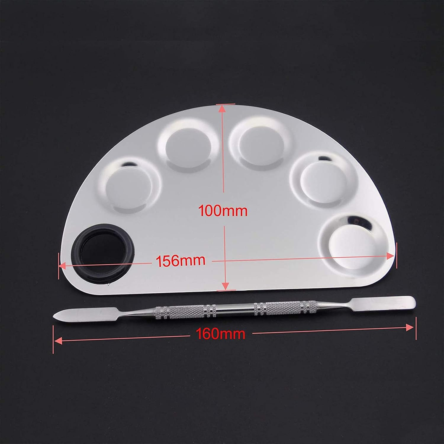 6 Holes Stainless Steel Nail Art Polish Mixing Plate Cosmetic Makeup Palette image number 4