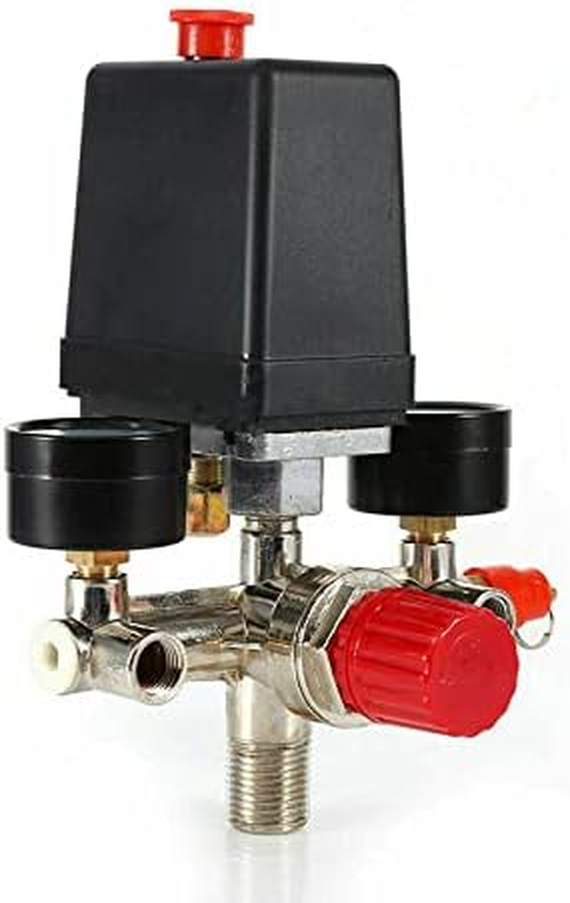 90-120PSI Air Compressor Pressure Switch Control Valve Manifold Regulator Gauges image number 2