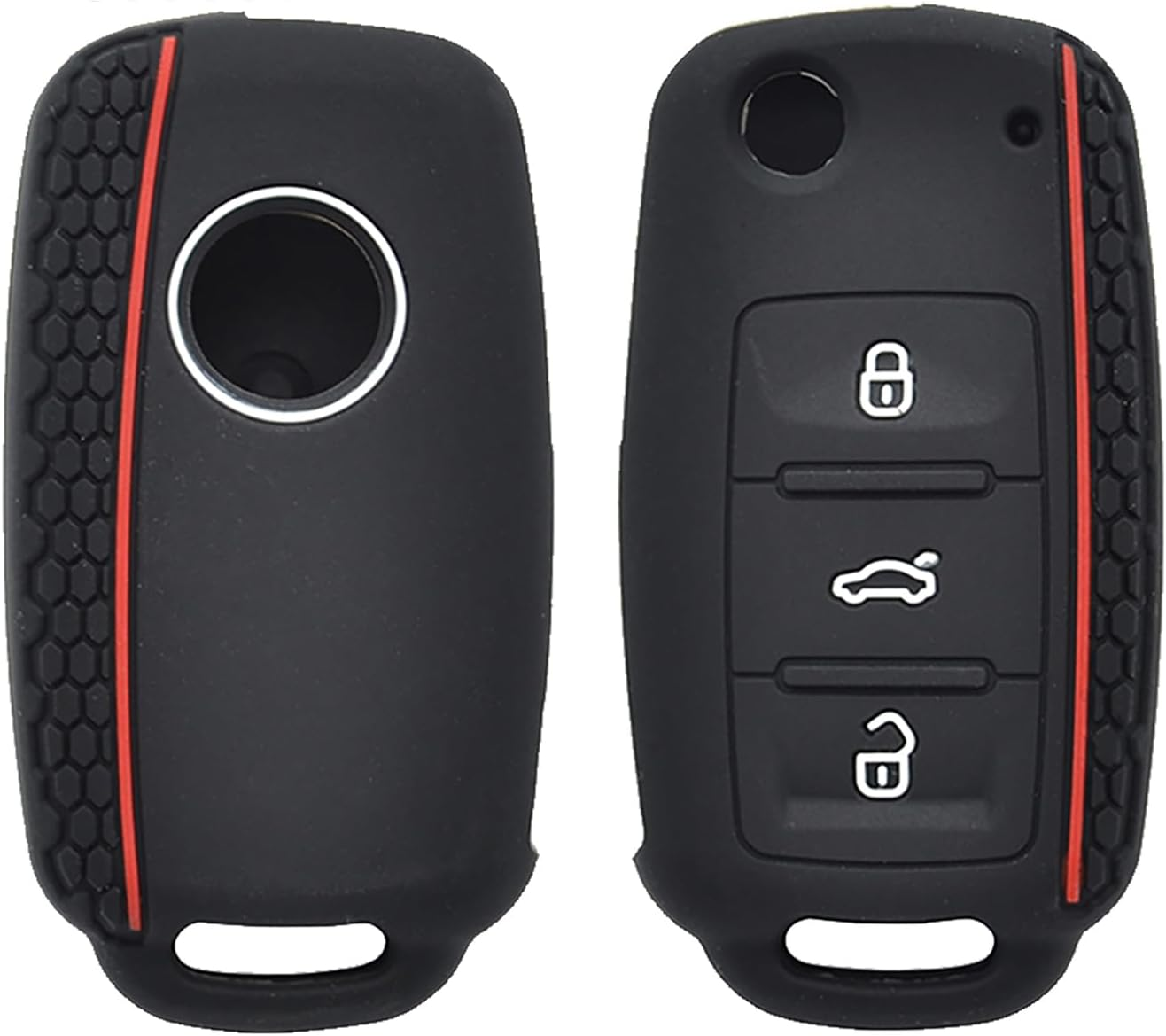 Key Fob Cover for Volkswagen Beetle Caddy Eos Golf Jetta Polo Scirocco Sharan Tiguan Touran Transporter T5 Bora Passat Skoda Fabia Octavia Superb Seat Leon Remote Control Key Case Shell 3 Buttons image number 1