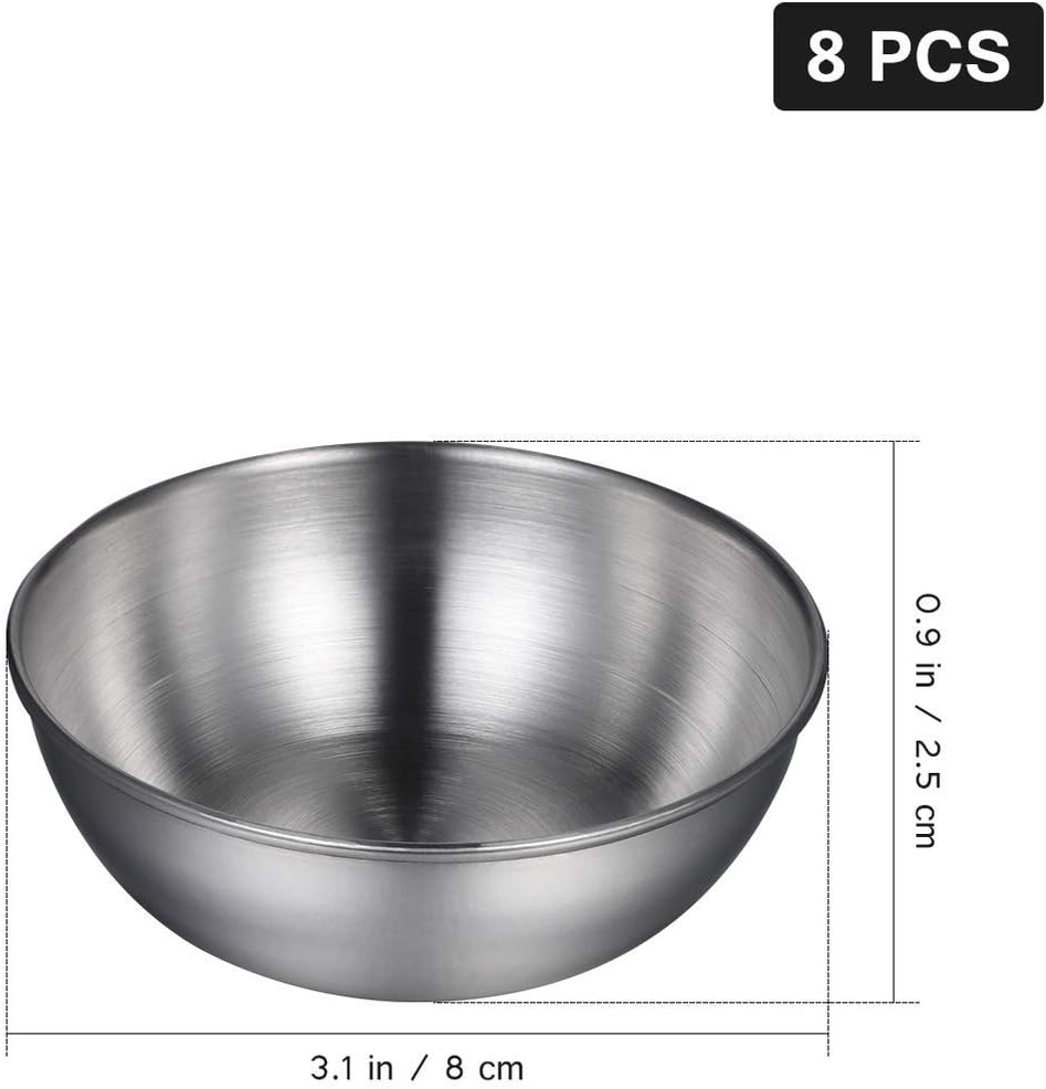 8 Pcs Stainless Steel Sauce Dishes,Dipping Bowl Dish Bowl, Salad Ketchup Dipping Bowl, Dipping Tray, Stainless Steel Butter Condiment, Mini Appetizer Tray for Home, Restaurant, image number 1