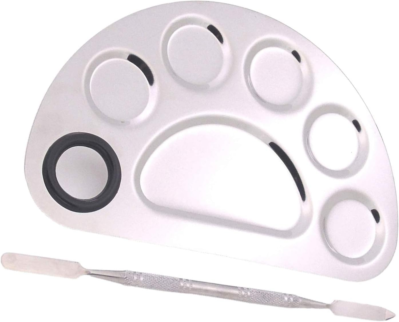 6 Holes Stainless Steel Nail Art Polish Mixing Plate Cosmetic Makeup Palette image number 3