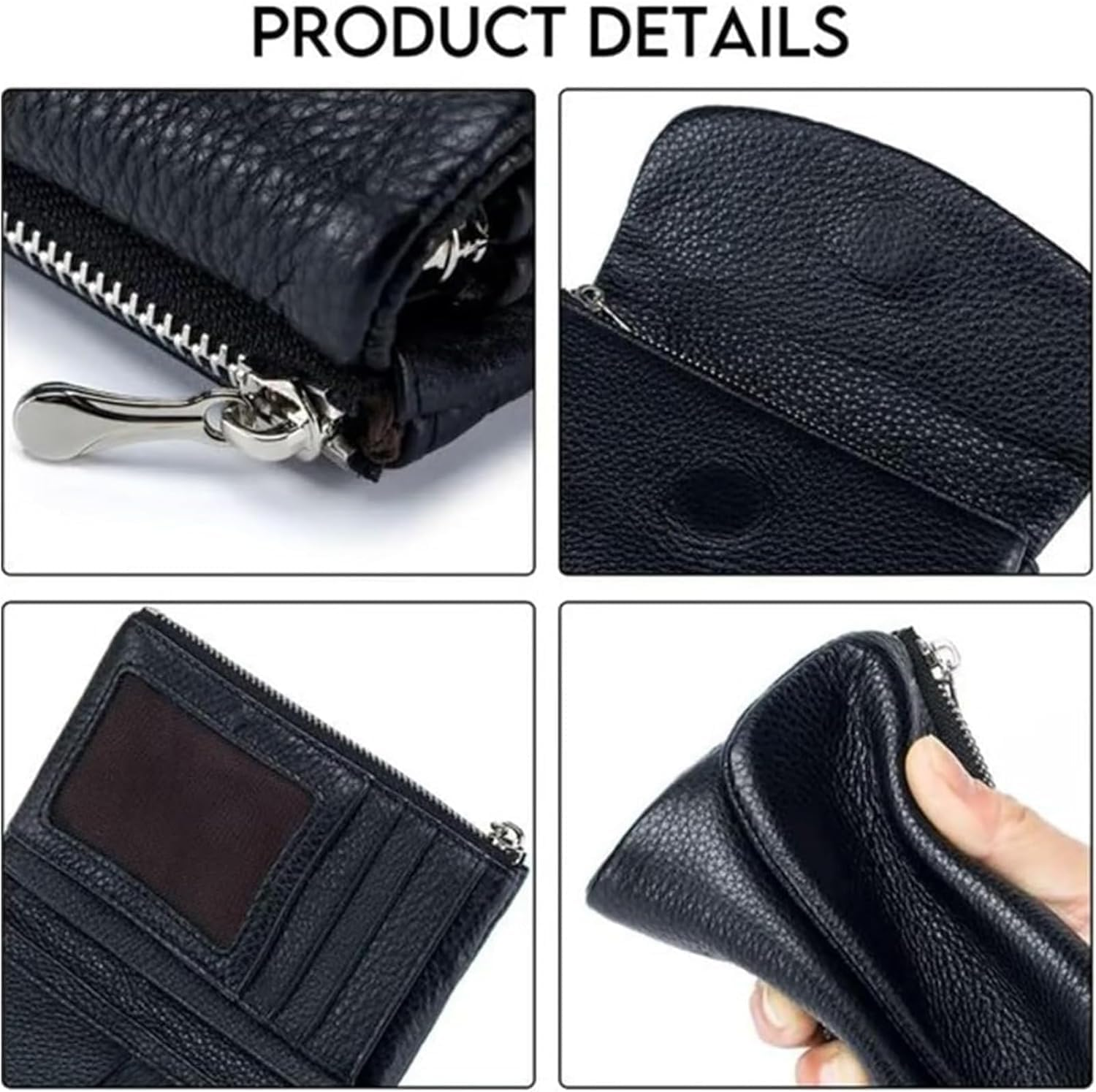 Unisex Leather Wallet, 5.3In Short Genuine Leather Coin Card Holder with Money Clip for Coins and Cards, Small Compact Bifold Pocket Purse Multicolor, for Men & Wome (Brown) image number 4