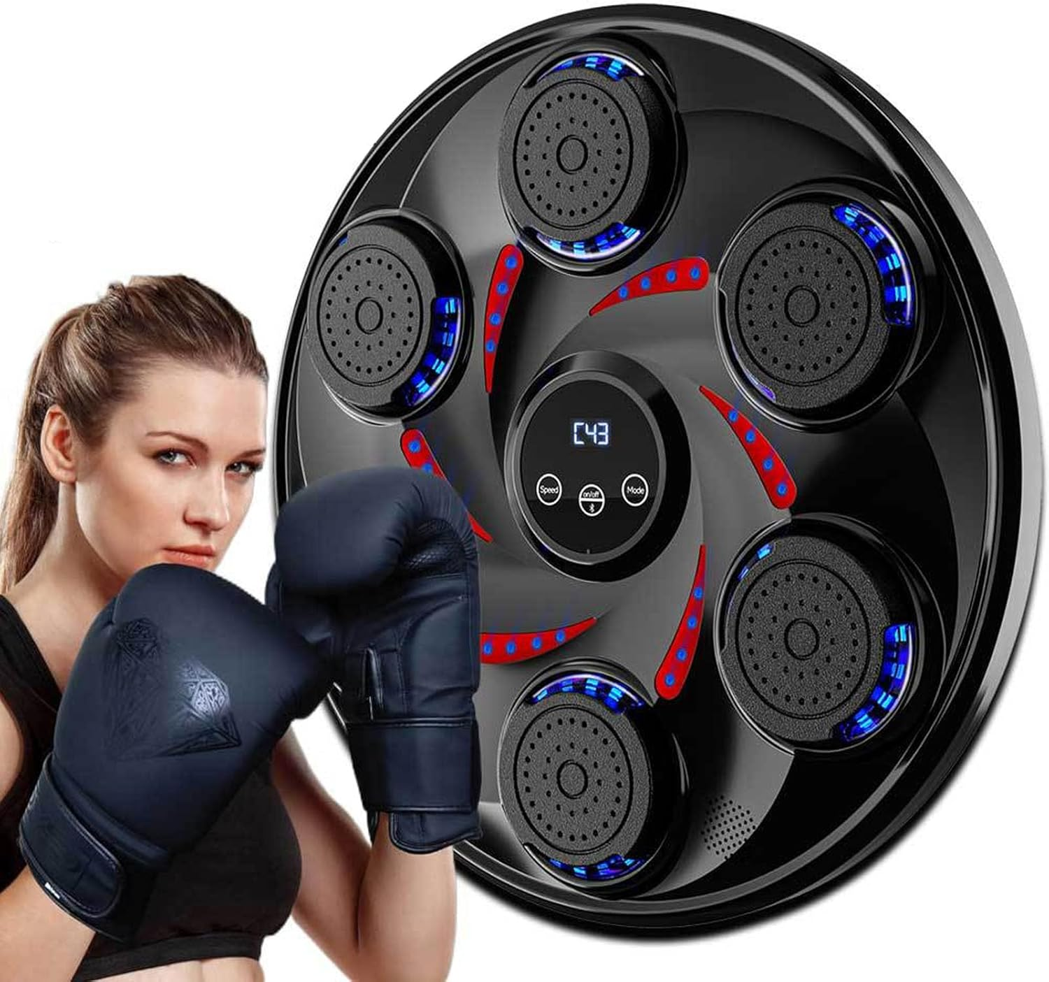 Music Boxing Machine, Wall Mounted Boxing Game with Gloves, Intelligent Punching Target, Adjustable Wall Mounted Boxing Punching Training Target with Gloves