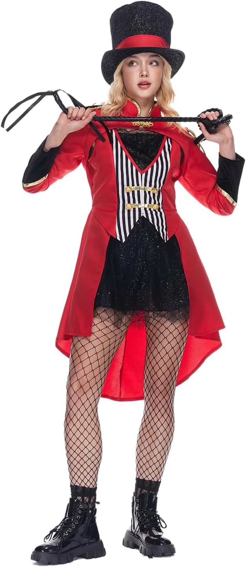 Eraspooky Sexy Women'S Ringmaster Costume Adult Halloween Circus Ring Leader Dress Outfits