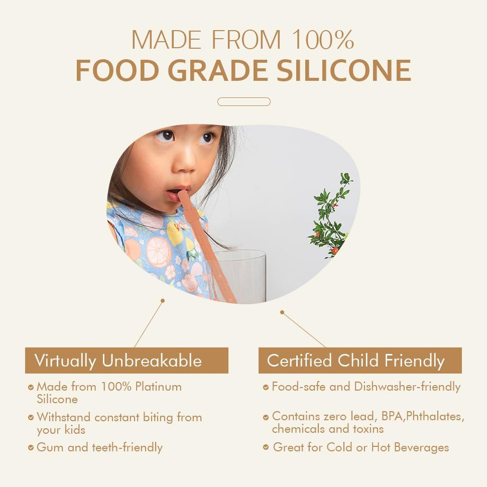 Reusable Silicone Straws for Kids and Adults,Dishwasher Safe,Bpa Free,10 PCS, Food Grade Straws for Smoothies, Shakes, Drinks,Foldable for Home and Travel Use (Multicolor-Straight, 5.5 Inch)