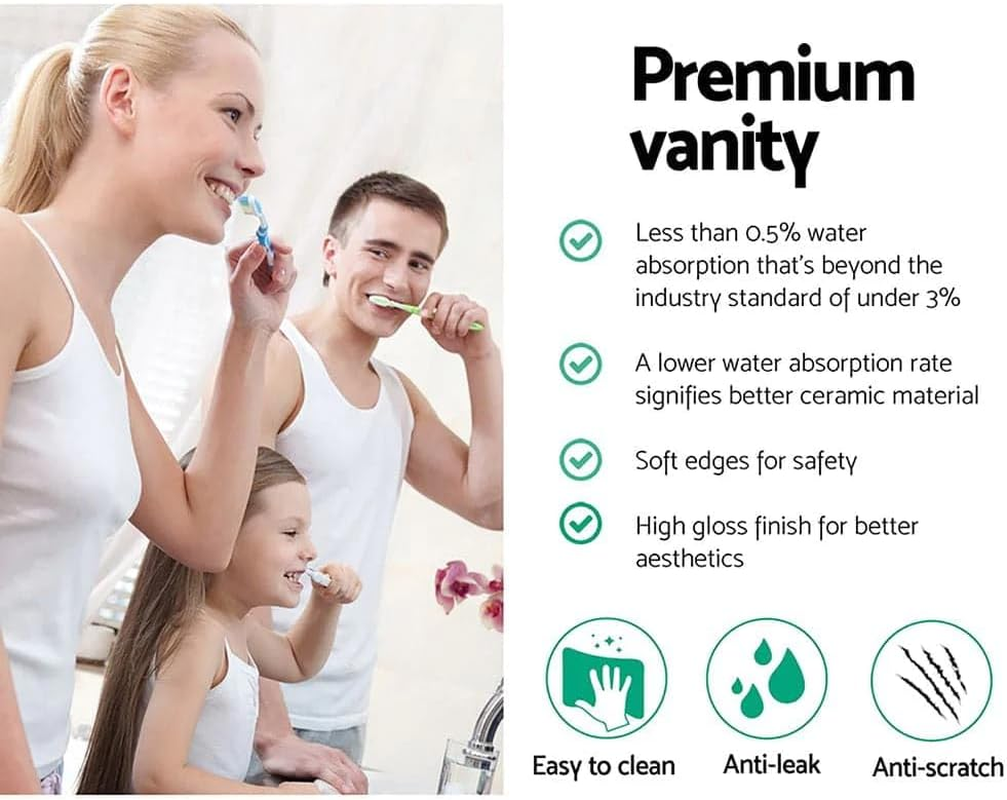 Cefito Bathroom Basin Vanity Sink, Ceramic Hand Wash Basins Vessel Sinks above Counter Top Tools Kitchen Home Improvement, Rectangle High Gloss Finish Modern Scratch-Resistant Black White image number 4