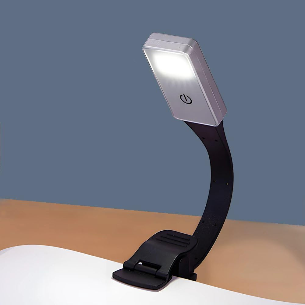 RUPEWA 8 LED Book Light, Clip-On​ Book Light for Bedside Reading, Lightweight Reading Light, USB Rechargeable Book Lamp for Book Lover, Black image number 1