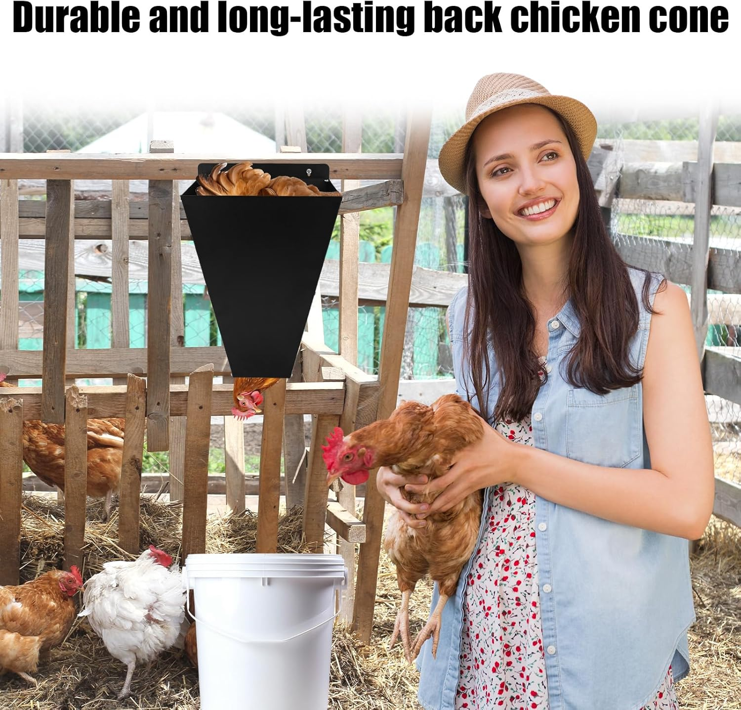 BOXOB Large Size Chicken Cone, Metal Flat-Back Chicken Killing Cone Processing Equipment Heavy Duty Poultry Restraining Cones for Turkeys Cornish Cross Ducks Geese up to 18 Lbs