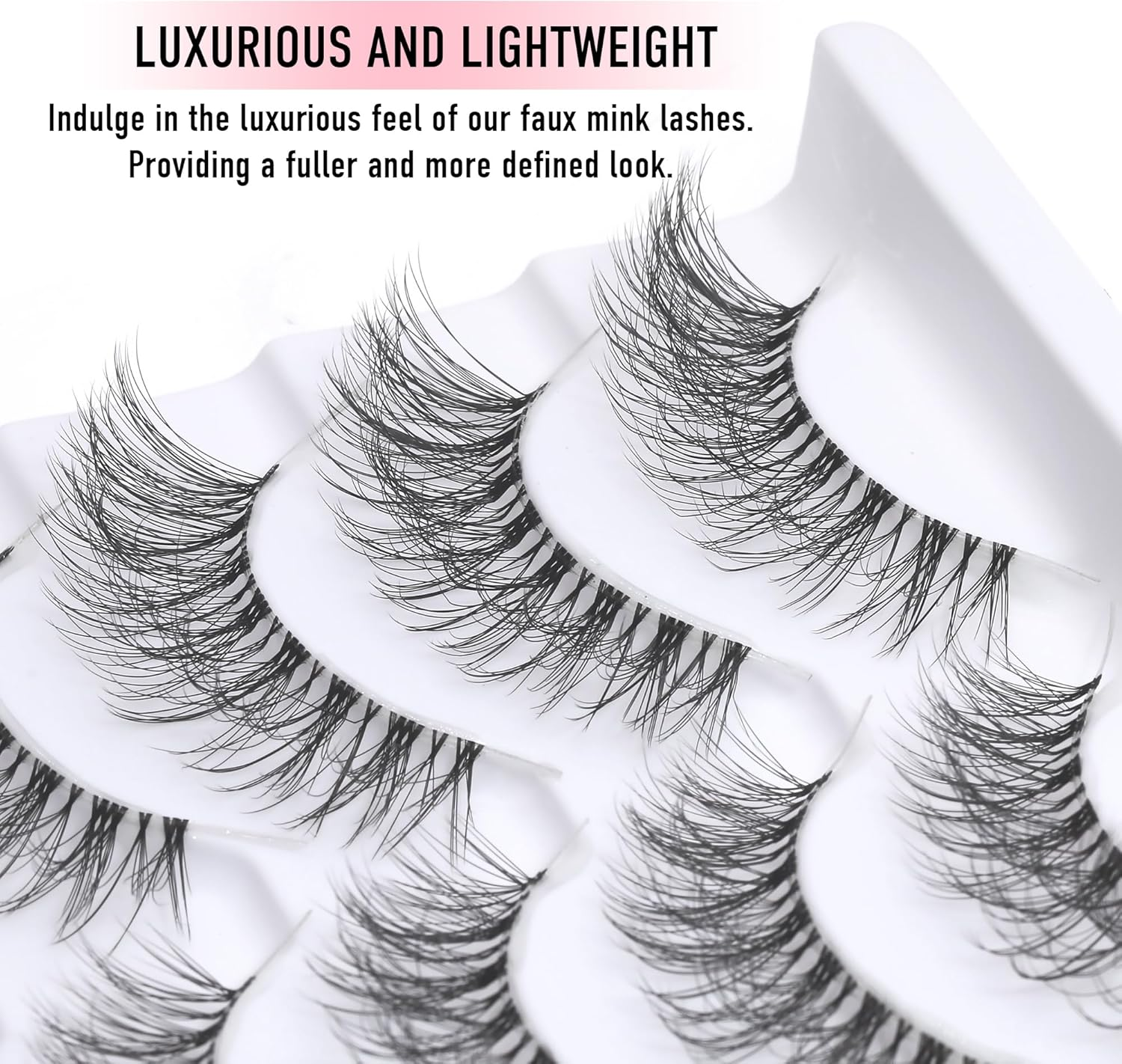KSYOO Long Natural Lashes with Clear Band Lashes Wispy,10-18Mm Cat Eye Lashes D Curl Strip Lashes That Look like Extensions,3D Natural Fluffy Faux Mink False Eyelashes Natural Look image number 2
