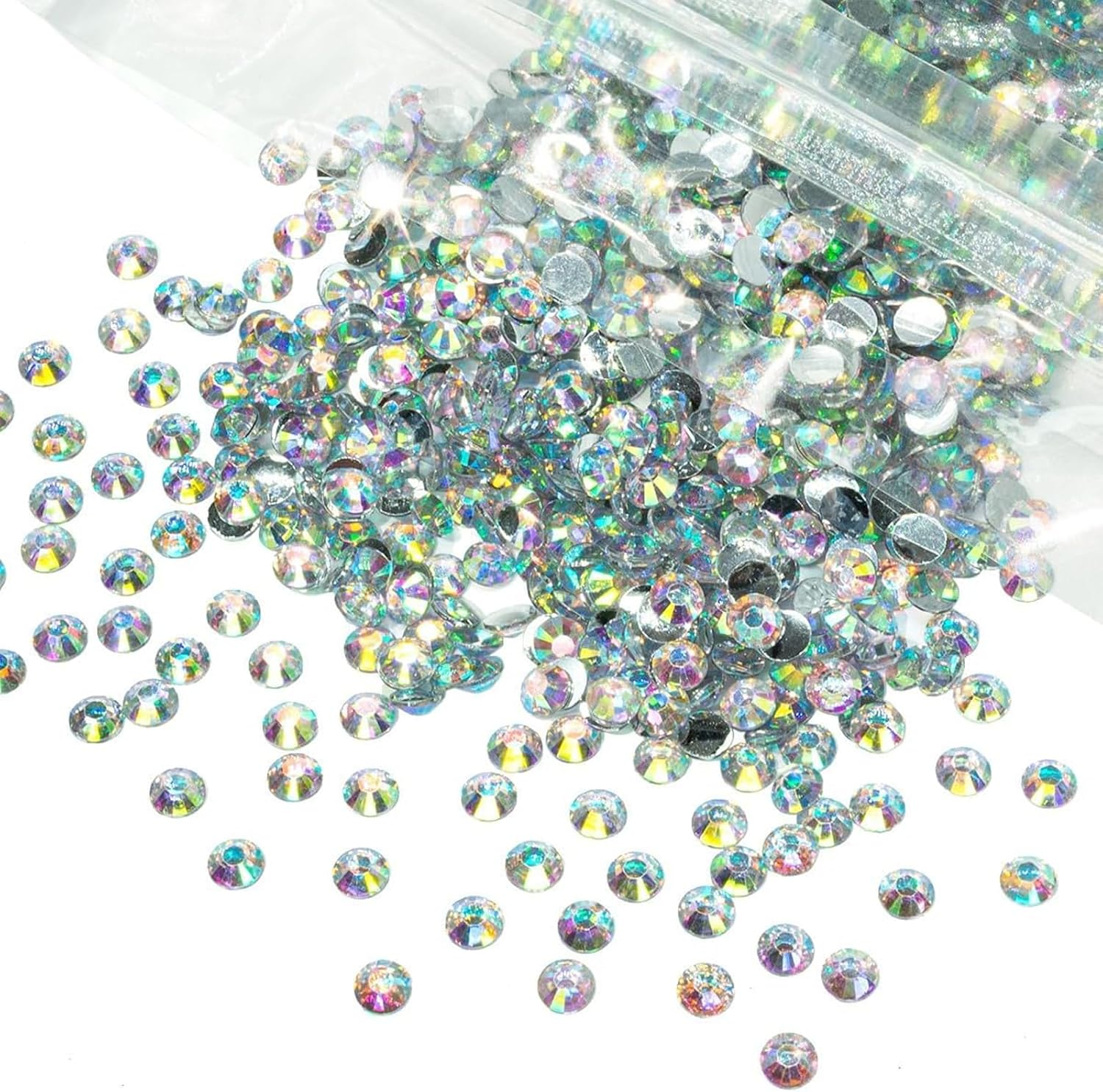 4Mm White AB Resin Rhinestones for Nail Art, DIY Crafts, and Decorations, Non-Hotfix, Requires Glue, Compatible with Tumblers Cups Shoes Clothes, 5000PCS by Damaill