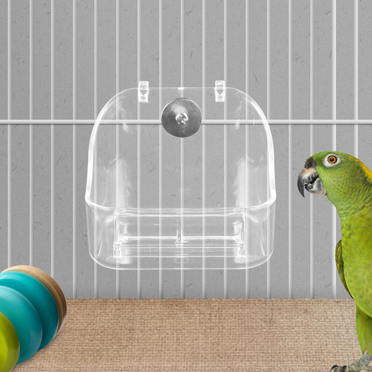 FUNOMOCYA Hanging Bird Bath Tub 5 X 3.7 Multipurpose Cage Accessory for Parakeets and Small Birds Feeder and Shower Easy to Assemble and Clean image number 1