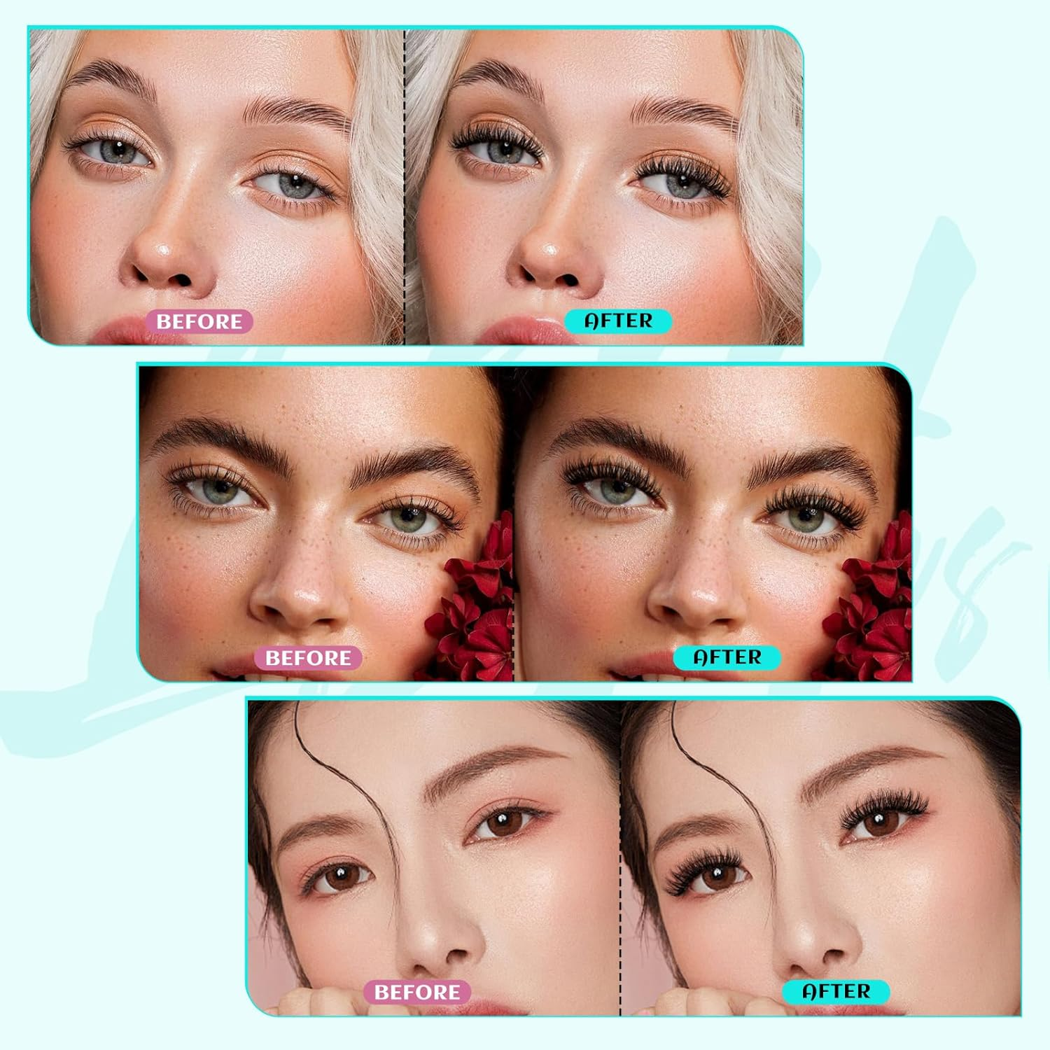 Magnetic Eyelashes with Lash Clusters Applicator 5 Magnets Fluffy Magnetic False Lashes Kit Wispy Reusable Cluster Eyelash Extensions with Magnets No Lashes Glue or Liner Needed(1 Pairs-Dense) image number 1