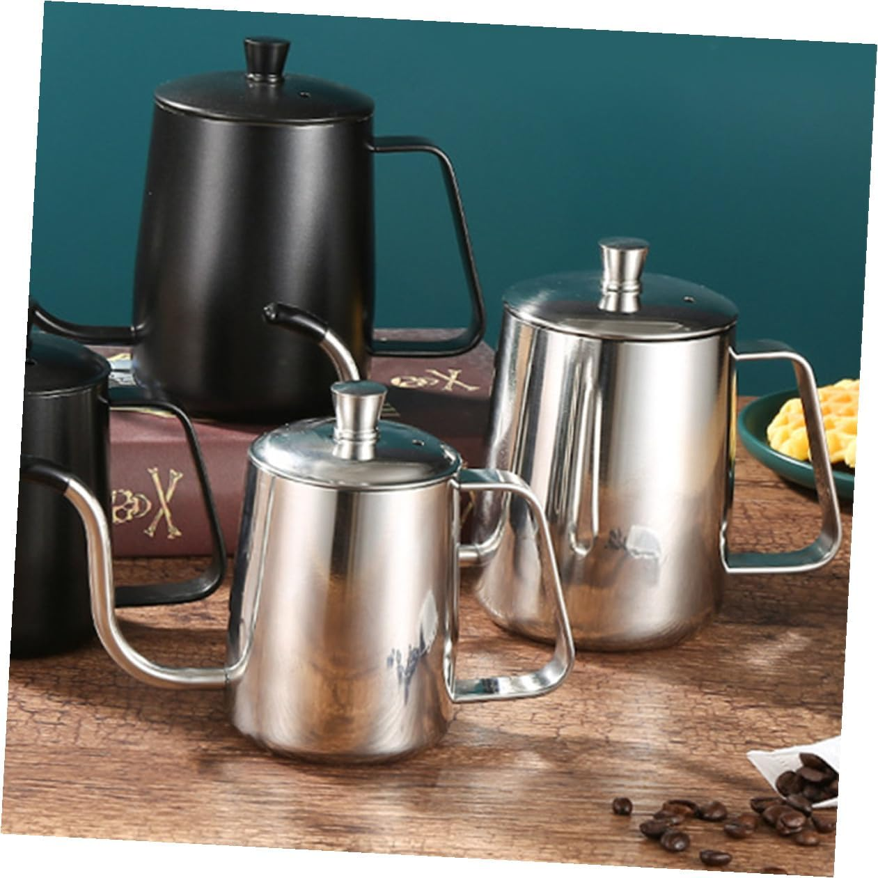 DOITOOL Office Coffee Kettle Stainless Steel Gooseneck Pouring Pot with Lid High Temperature Resistant Mini Long Spout Tea Kettle for Office Brewing image number 1