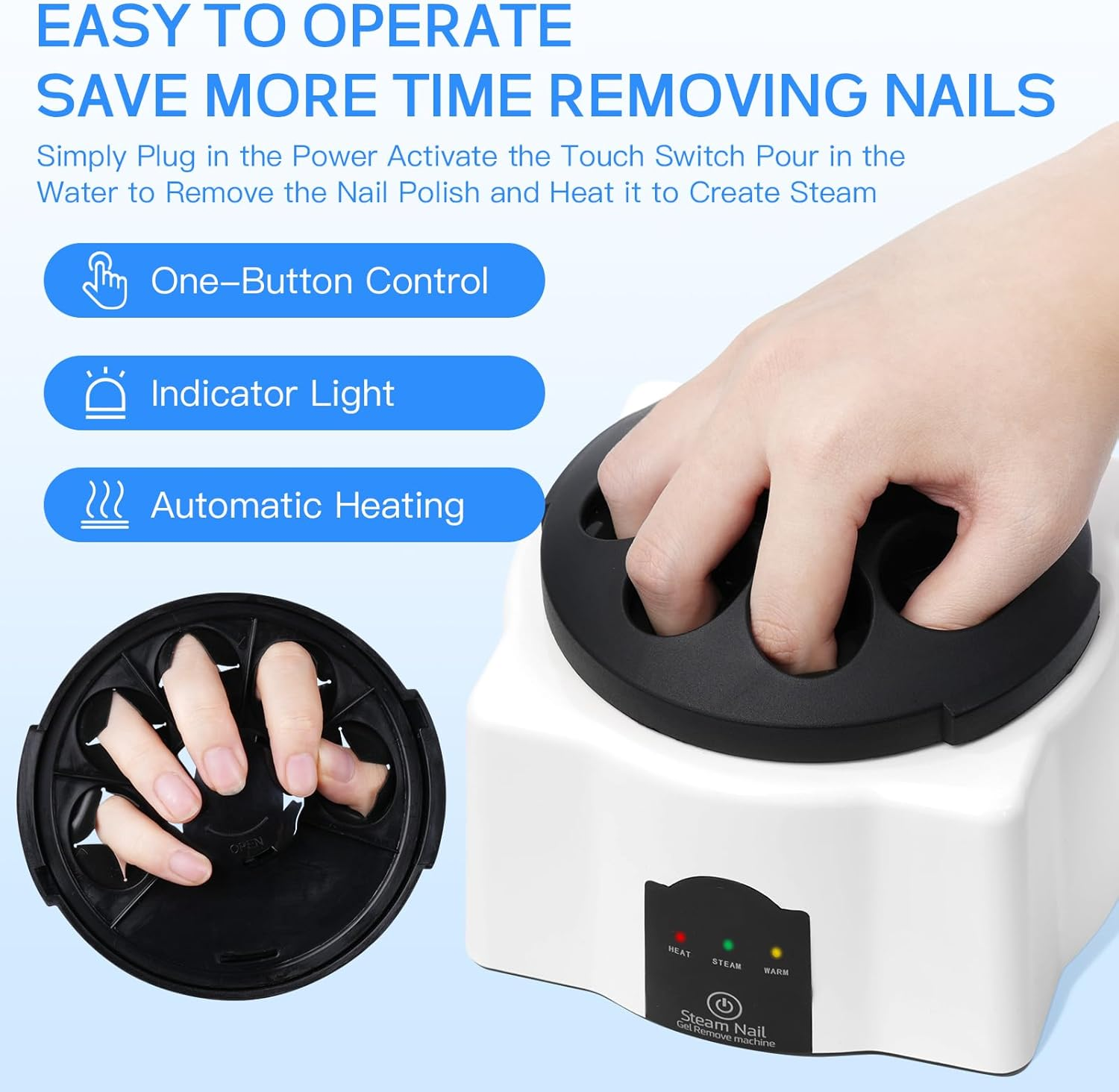 36W Steam Nail Polish Remover Machine,Lxiangn Electric Nail Soaking Bowl Nail Steamer Gel Nail Polishing Remover for Acrylic Nail Salon image number 1