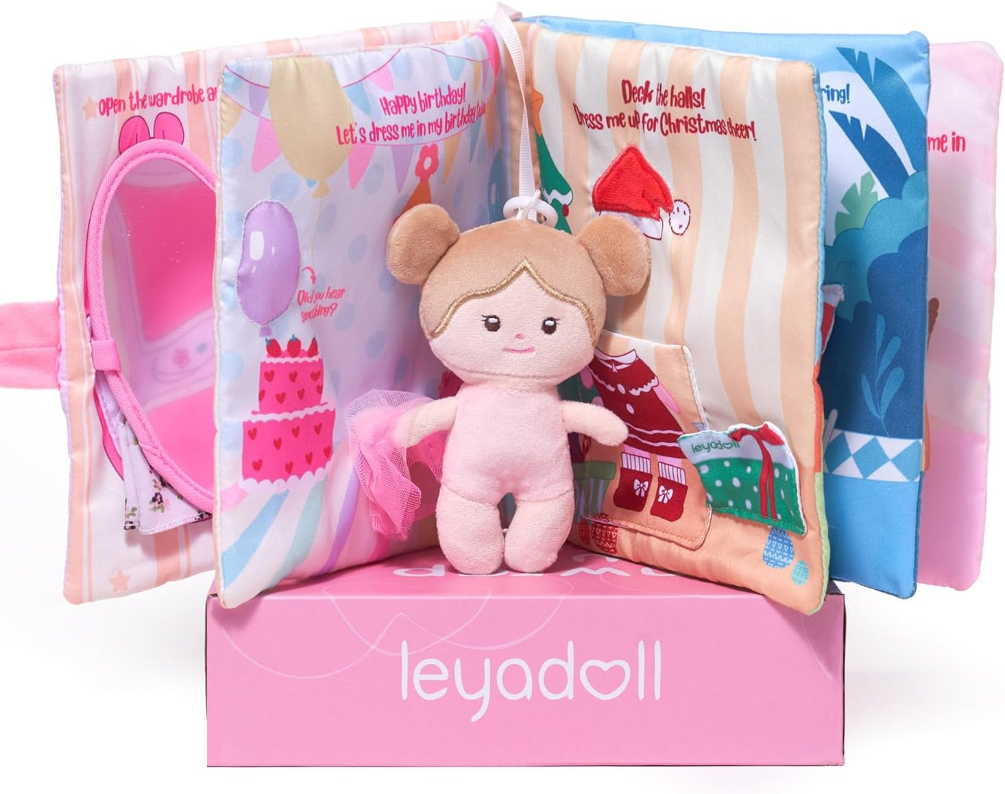 Leyadoll Interactive Sensory Soft Cloth Book, Educational Crinkle Quiet Activity Busy Book for Babies,Toddler Travel Toy 1-3 Year Old Boys and Girls (Dress Me Right)