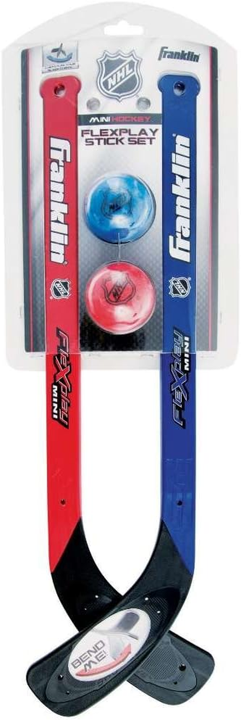 Franklin Sports NHL Flexplay 2-Player Knee Hockey Set - Includes 2 Mini Sticks and 2 Foam Balls image number 2