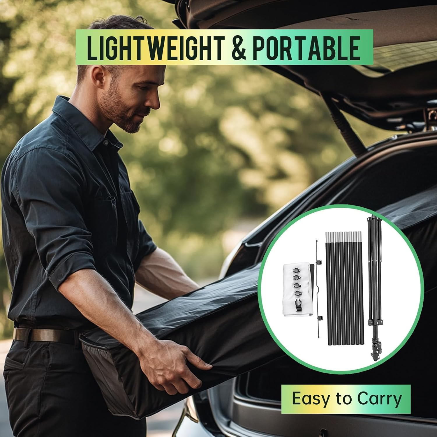 Tripod Projector Screen with Stand 16:9 4K HD Projection Screen Stand Wrinkle-Free Height Adjustable Portable Screen for Projector Indoor & Outdoor for Movie, Home Cinema, Gaming, Office (100 Inch) image number 1