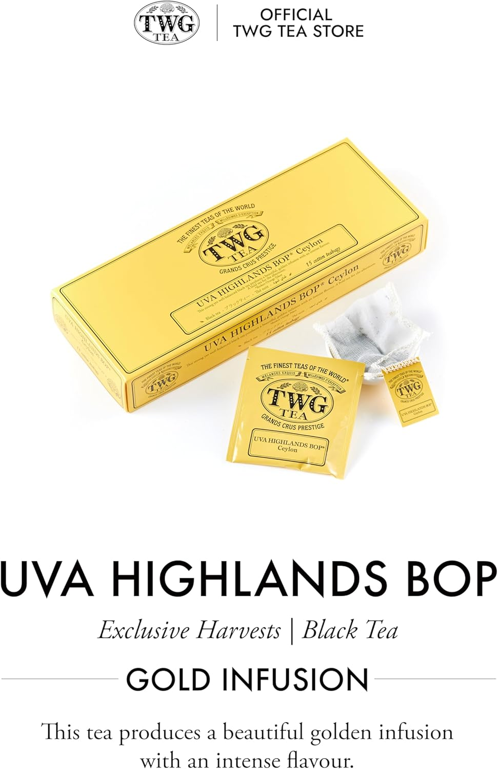 TWG Tea | UVA Highlands BOP | Black Tea | Golden Infusion | 15 Hand Sewn Cotton Tea Bags | Gift Set image number 4