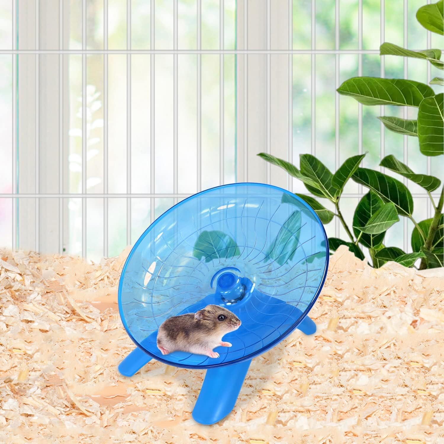 Hamster Wheel Hamster Flying Saucer Silent Exercise Wheel Running Wheel for Dwarf Hamsters Gerbil Mice Small Animals (Blue) - White image number 4