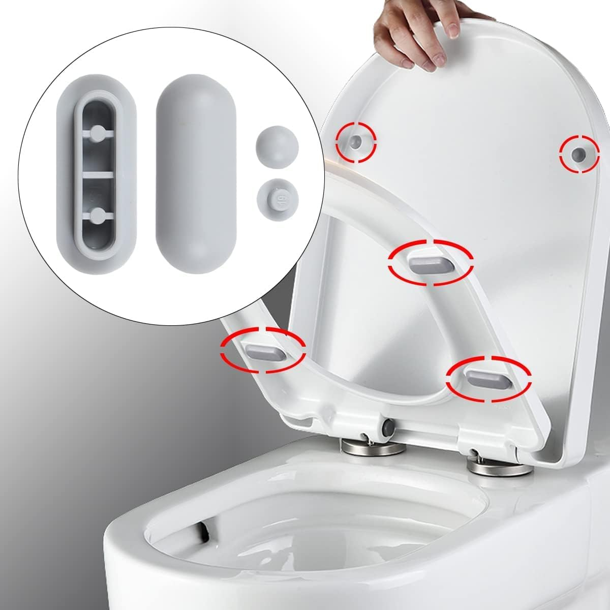 20Pcs Toilet Seat Bumpers,Universal Toilet Lid Cushions Pads Anti-Noise Replacement Seat Lid Buffers for Home Hotel Bathroom (White) image number 1